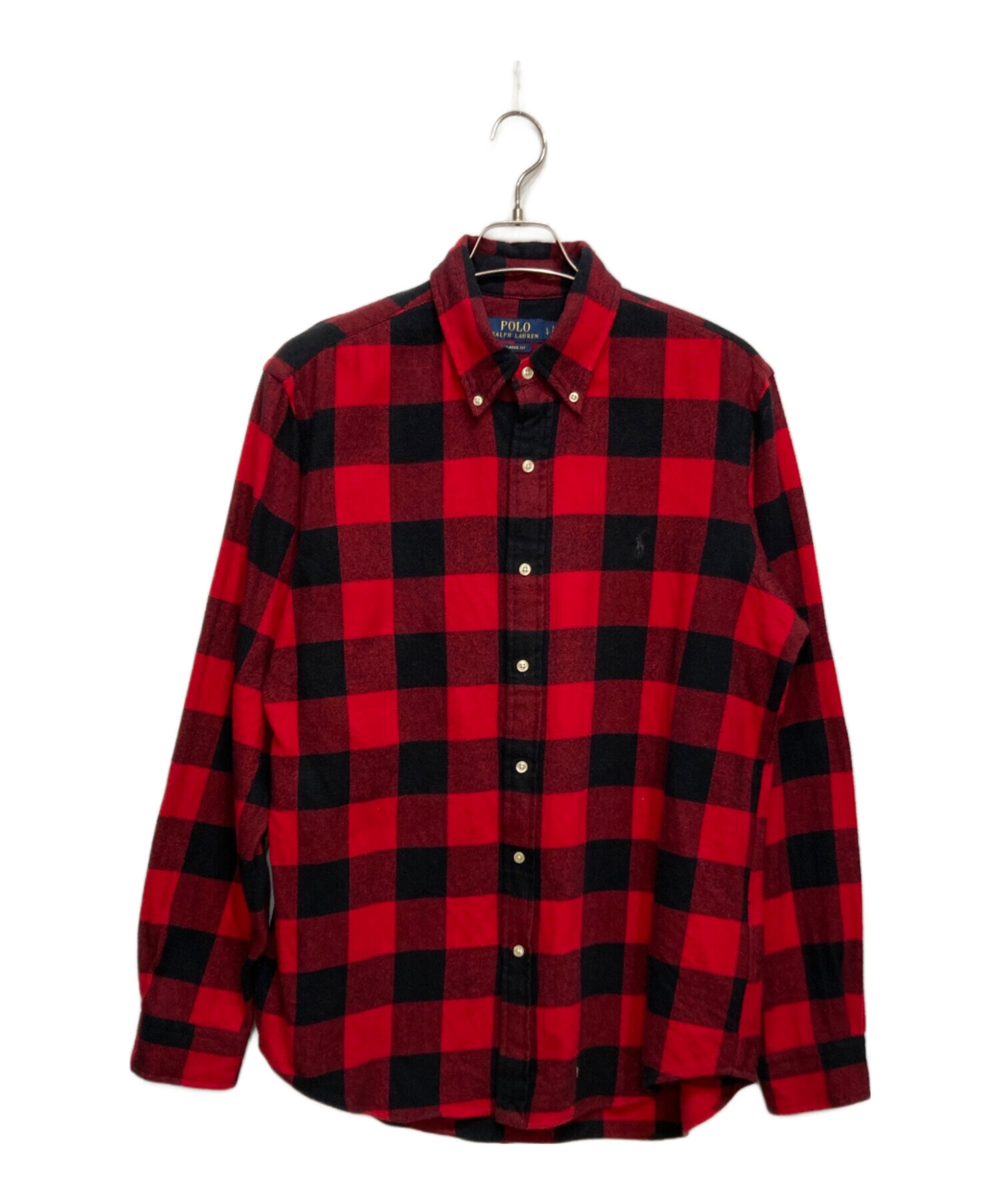 N*n様 RRL ラルフローレン バッファローチェック シャツ 赤黒 ダブルアー 中古・古着通販】POLO RALPH LAUREN (ポロ・ラルフローレン