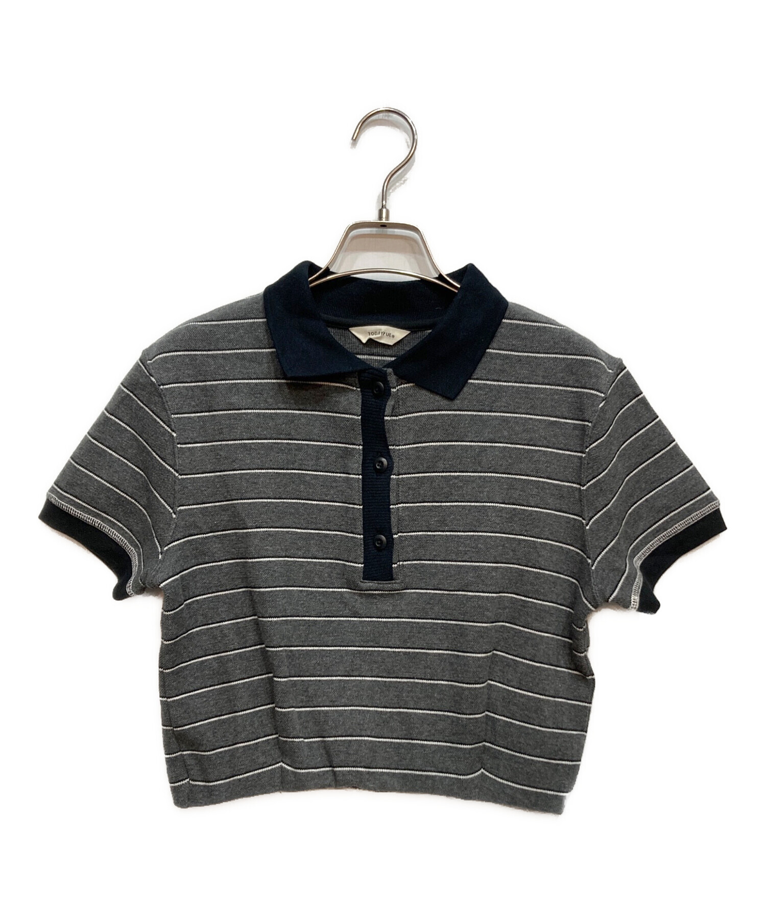 中古・古着通販】TODAYFUL (トゥデイフル) Border Polo Tops グレー