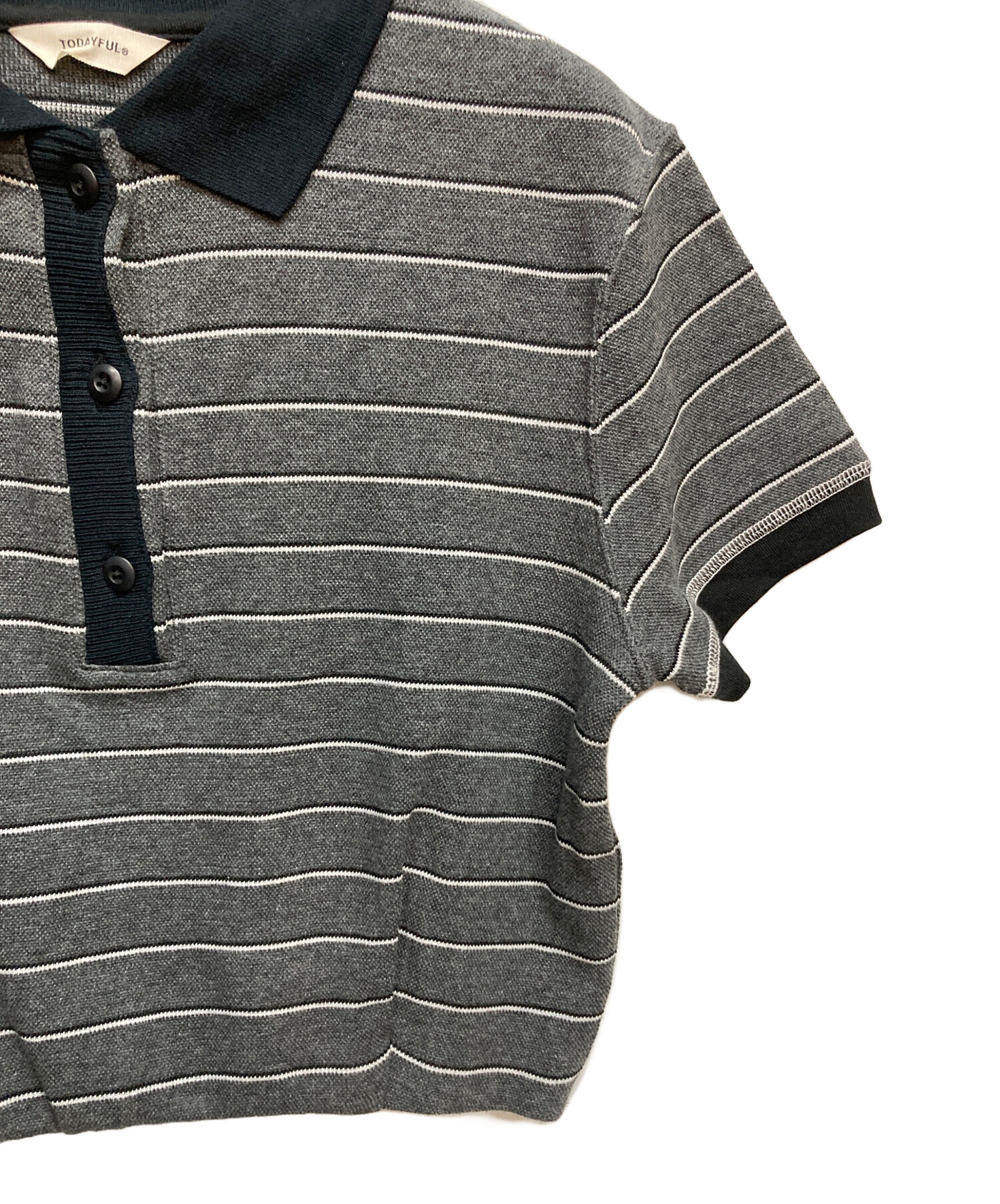 中古・古着通販】TODAYFUL (トゥデイフル) Border Polo Tops グレー