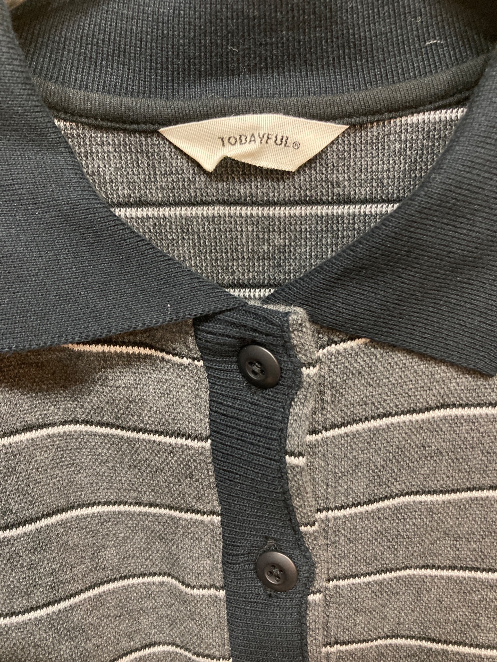 中古・古着通販】TODAYFUL (トゥデイフル) Border Polo Tops グレー