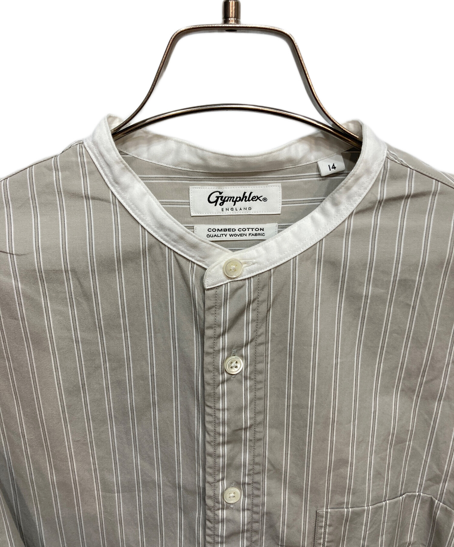 中古・古着通販】Gymphlex (ジムフレックス) ストライプ バンドカラー 