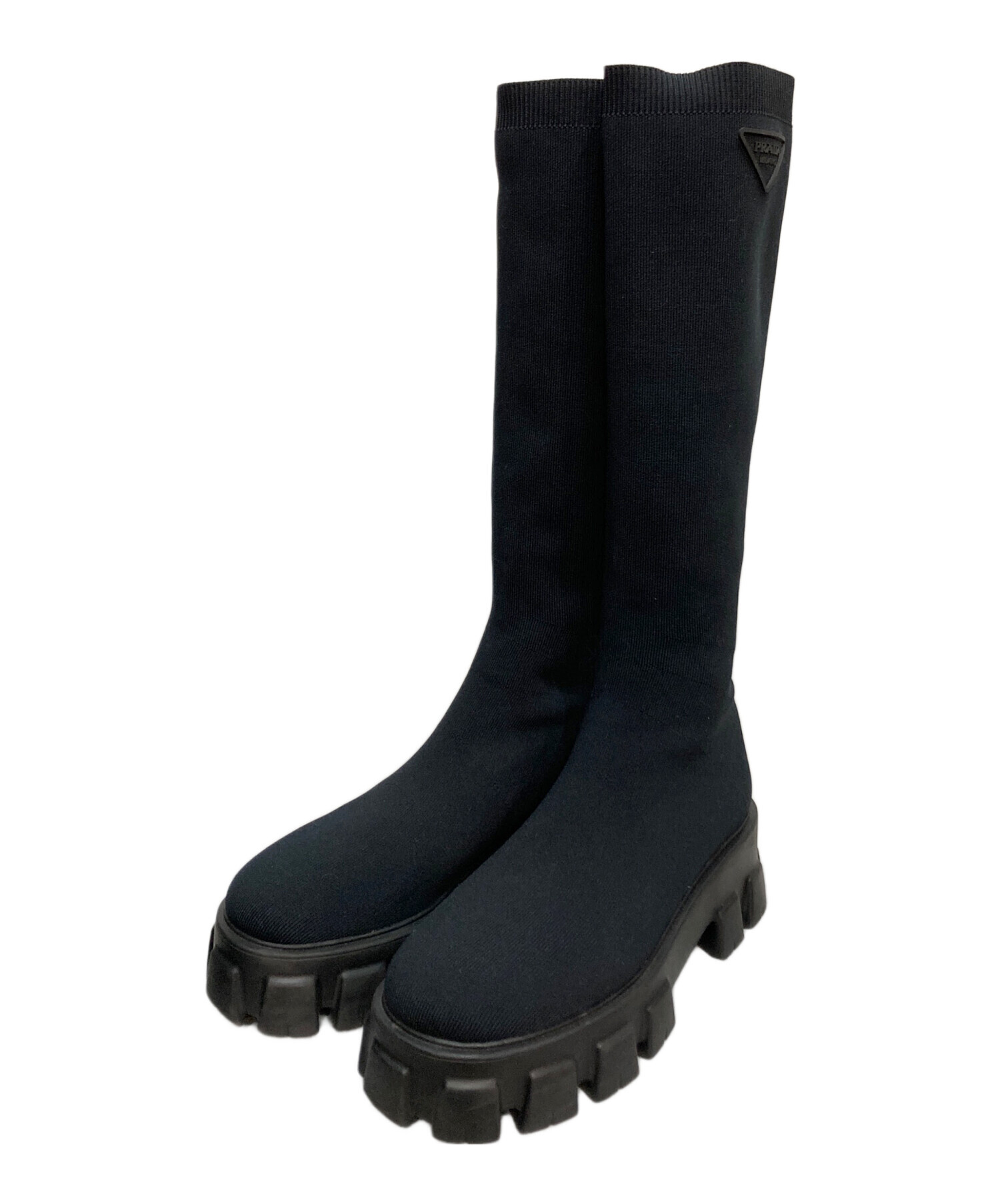 中古・古着通販】PRADA (プラダ) モノリスロングブーツ ブラック