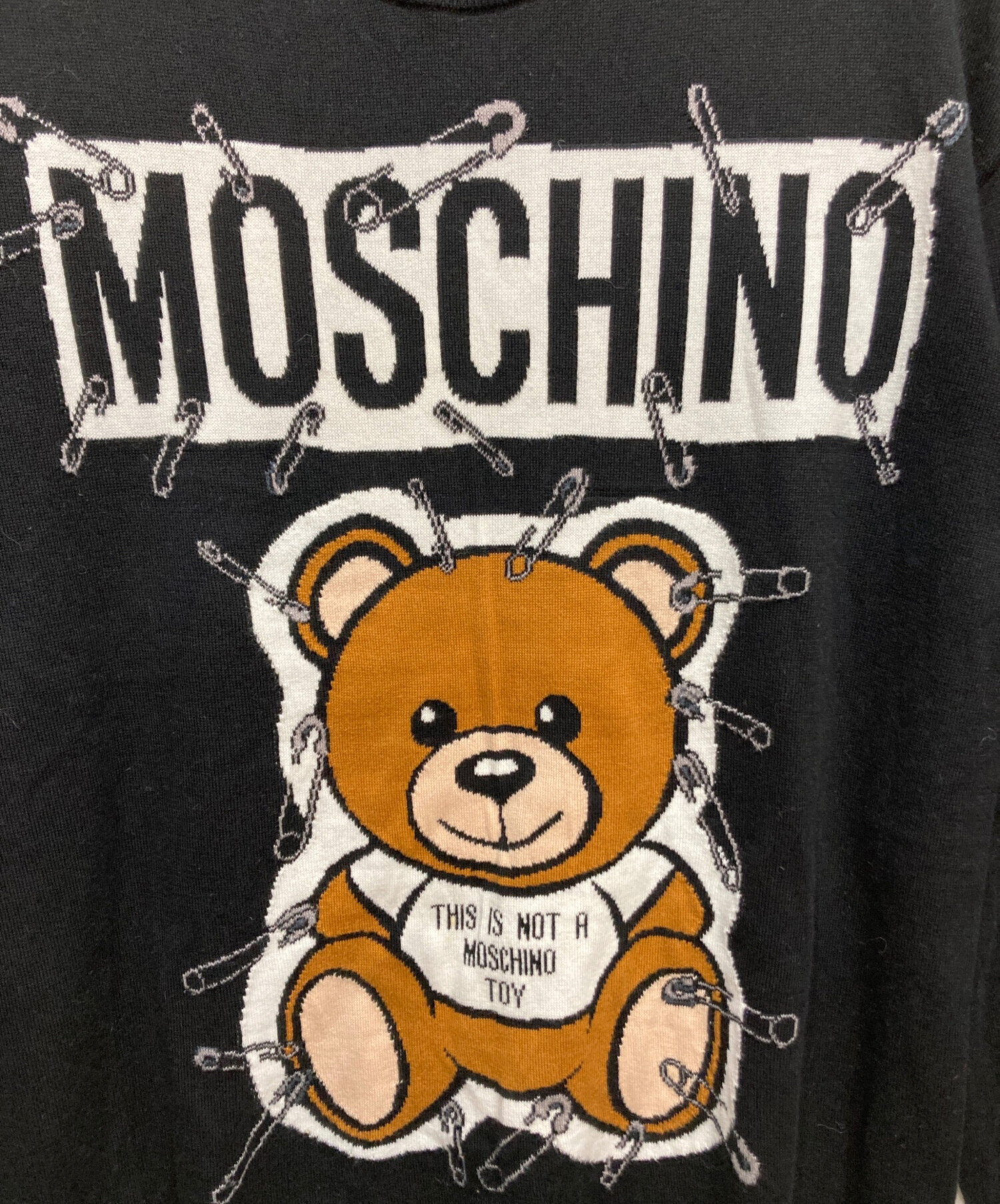 新品タグ付き　モスキーノくまさん刺繍　ポロシャツ　最終値下げ 中古・古着通販】MOSCHINO (モスキーノ) クマニット ブラック サイズ