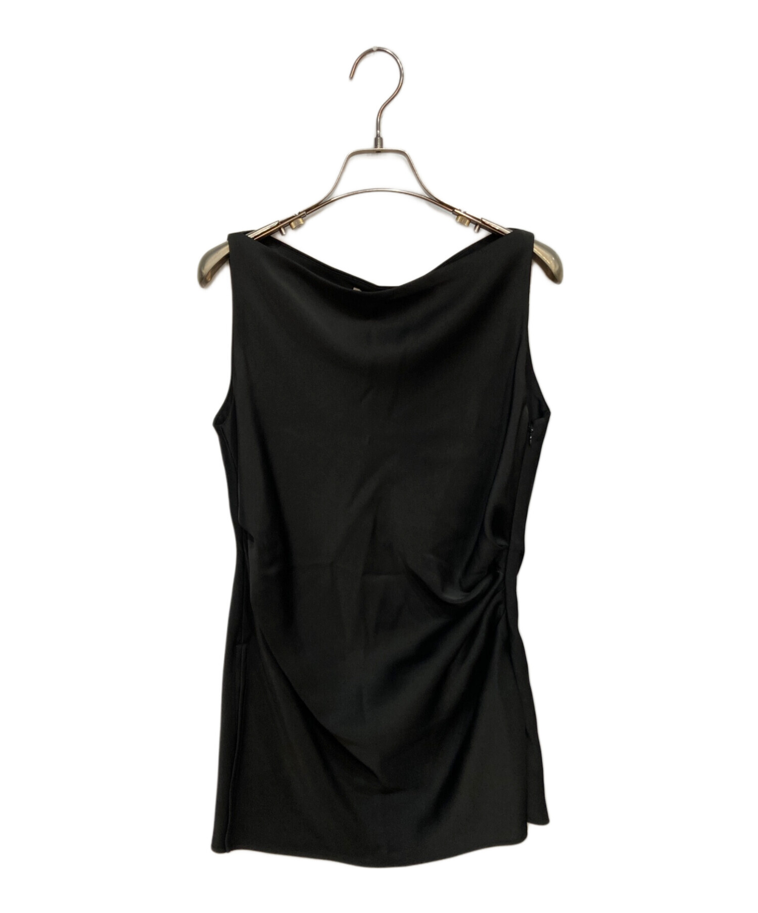 中古・古着通販】CLANE (クラネ) SATIN DRAPE TOPS ブラック サイズ:1 