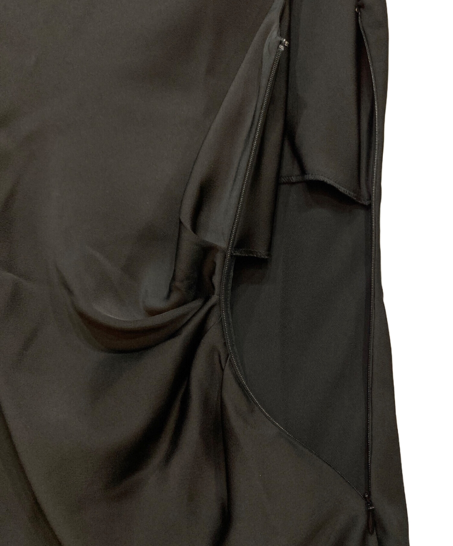 中古・古着通販】CLANE (クラネ) SATIN DRAPE TOPS ブラック サイズ:1 