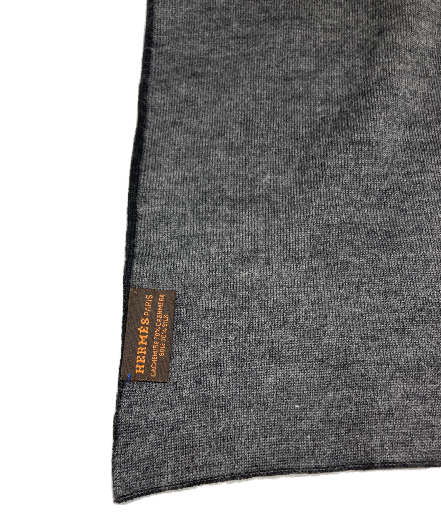 エルメス　ストール　チャコールグレー　シルク 中古・古着通販】HERMES (エルメス) ウール カシミヤ ストール