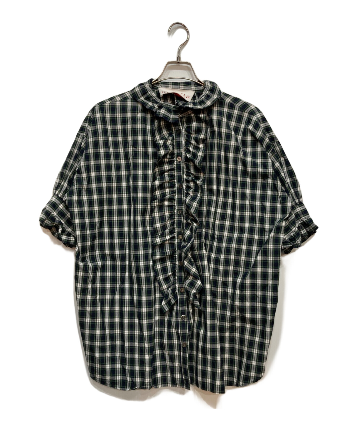 中古・古着通販】dahl'ia (ダリア) チェックフリルブラウス ホワイト