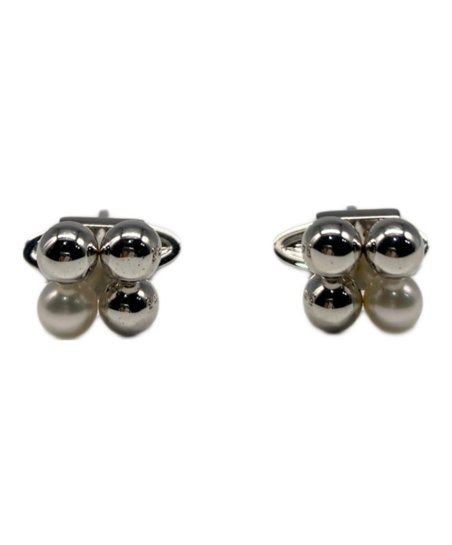 ミキモト【MIKIMOTO】カフス カフリンクス パール シルバー★955 中古・古着通販】MIKIMOTO (ミキモト) パールカフス サイズ:表記無し