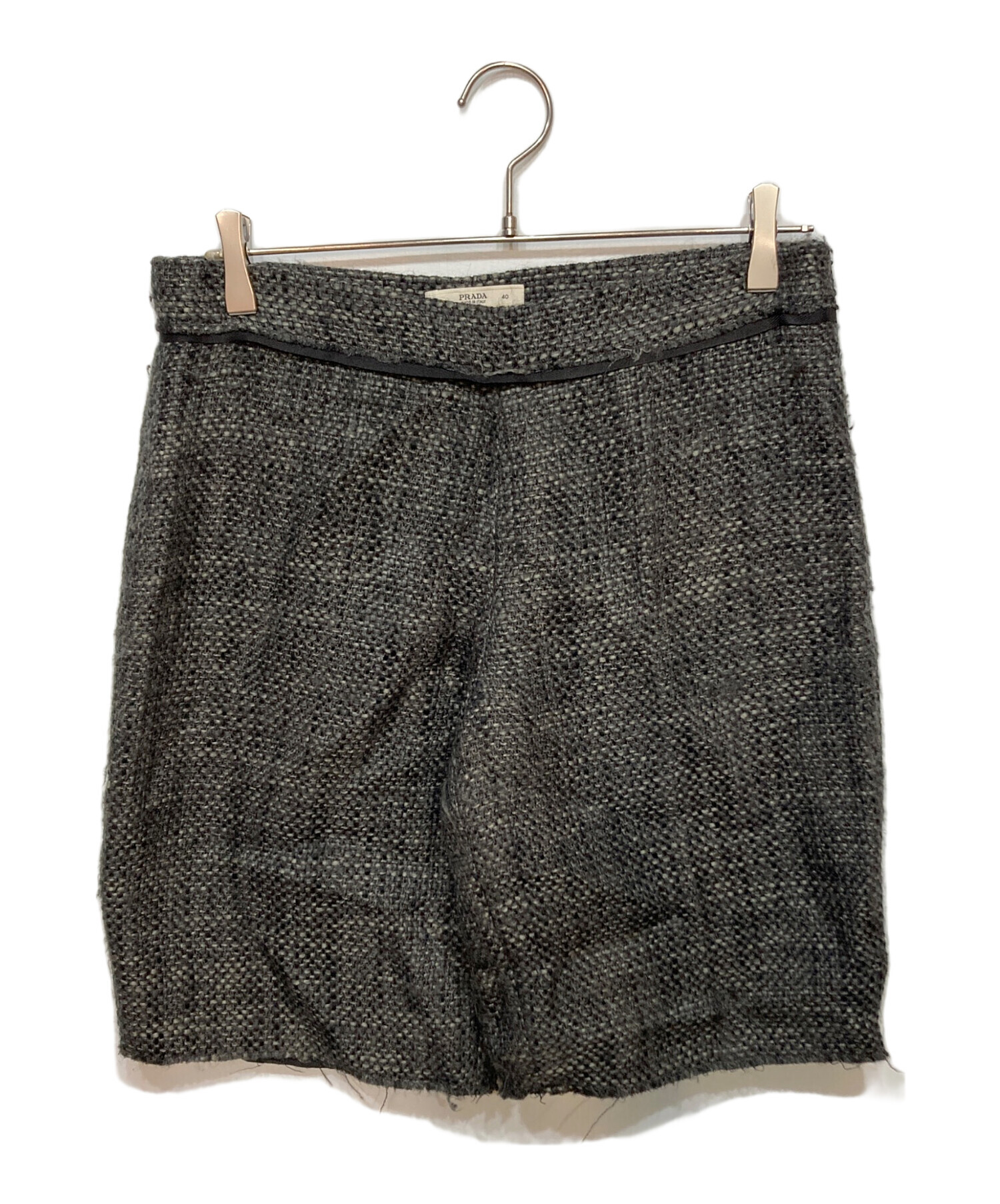 プラダ PRADA ショートパンツ ブラック ウール 中古・古着通販】PRADA (プラダ) ウールショートパンツ ブラック