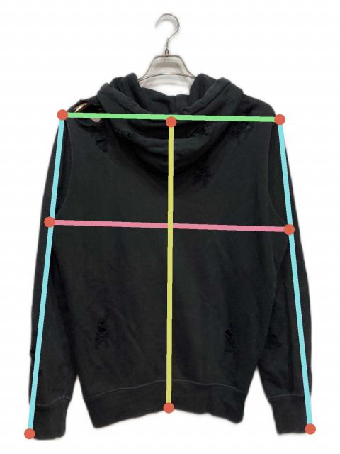 中古・古着通販】DIESEL (ディーゼル) クラッシュ加工 ジップパーカー