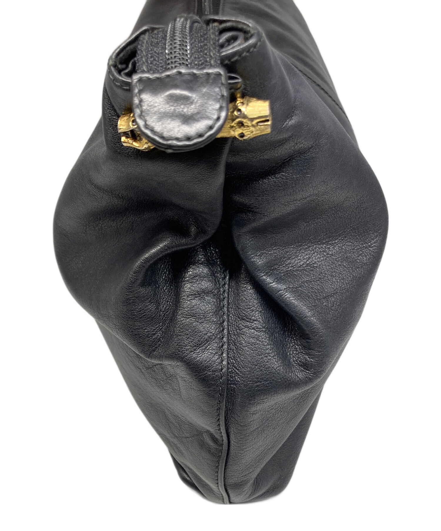中古・古着通販】GUCCI (グッチ) レザークラッチバッグ ブラック