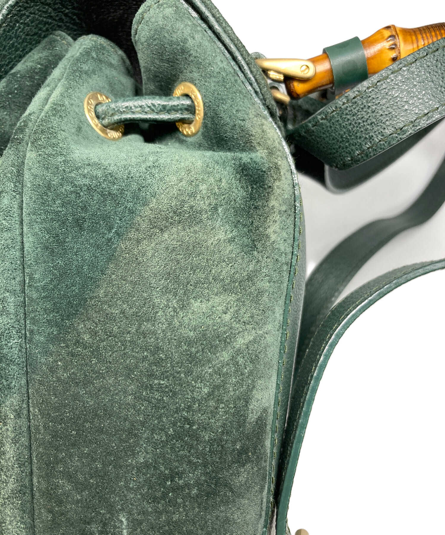 希少カラー GUCCI バンブーリュック　ミニリュック　グリーン　スエード 中古・古着通販】GUCCI (グッチ) バンブー スエード ミニリュック