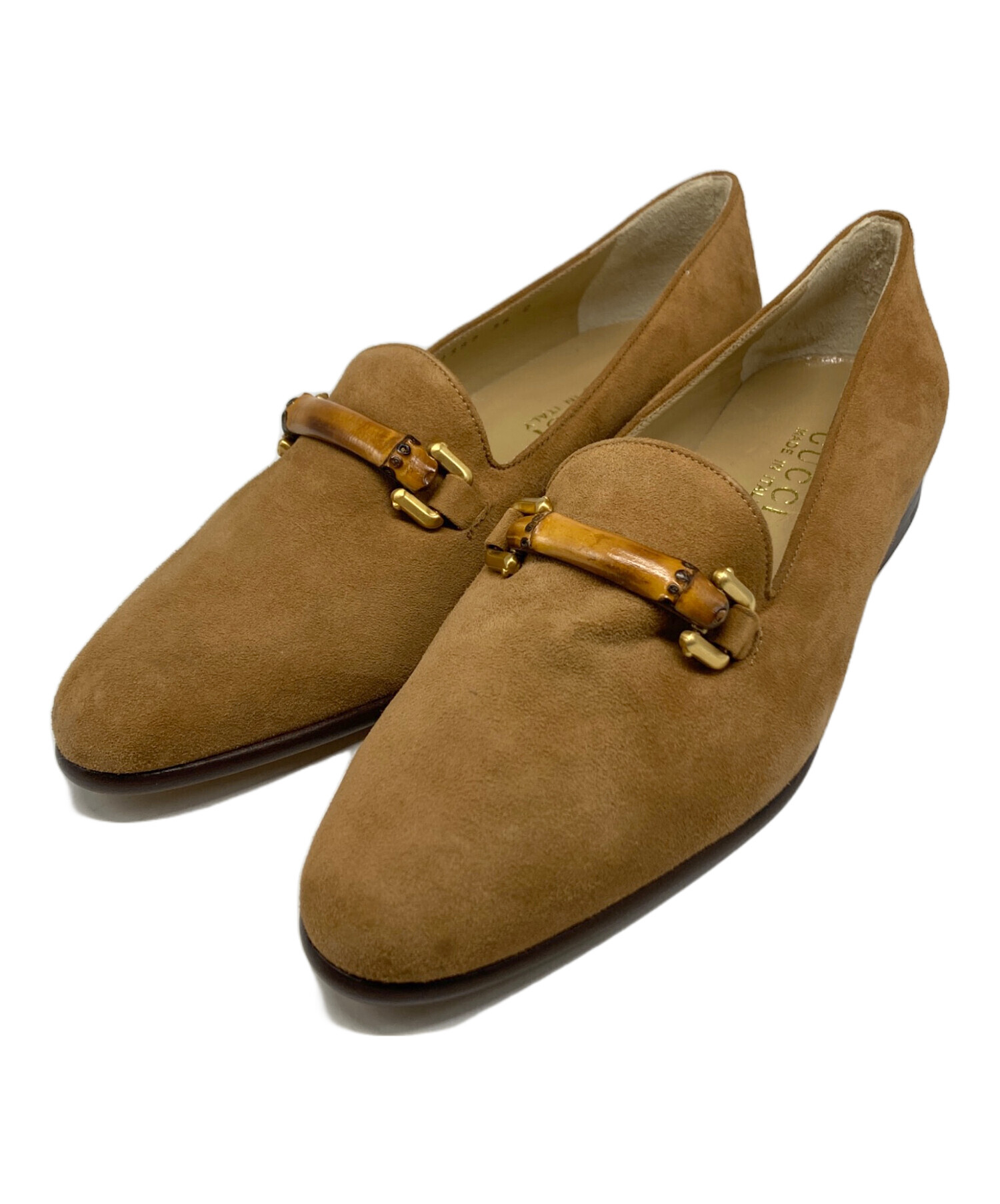 GUCCI スエード ベージュ ローファー 36 C 中古・古着通販】GUCCI (グッチ) バンブースエードローファー ベージュ