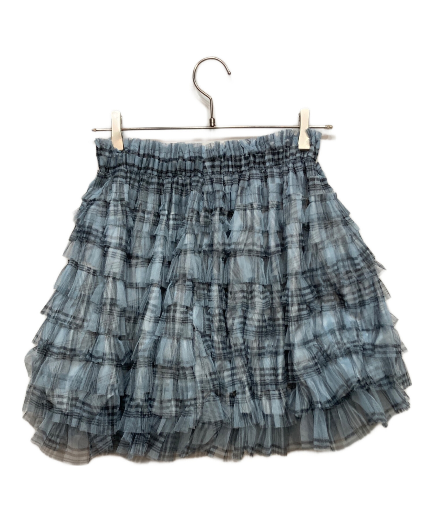 中古・古着通販】sheller (シェリエ) Check Pleats Ruffle Tops ブルー