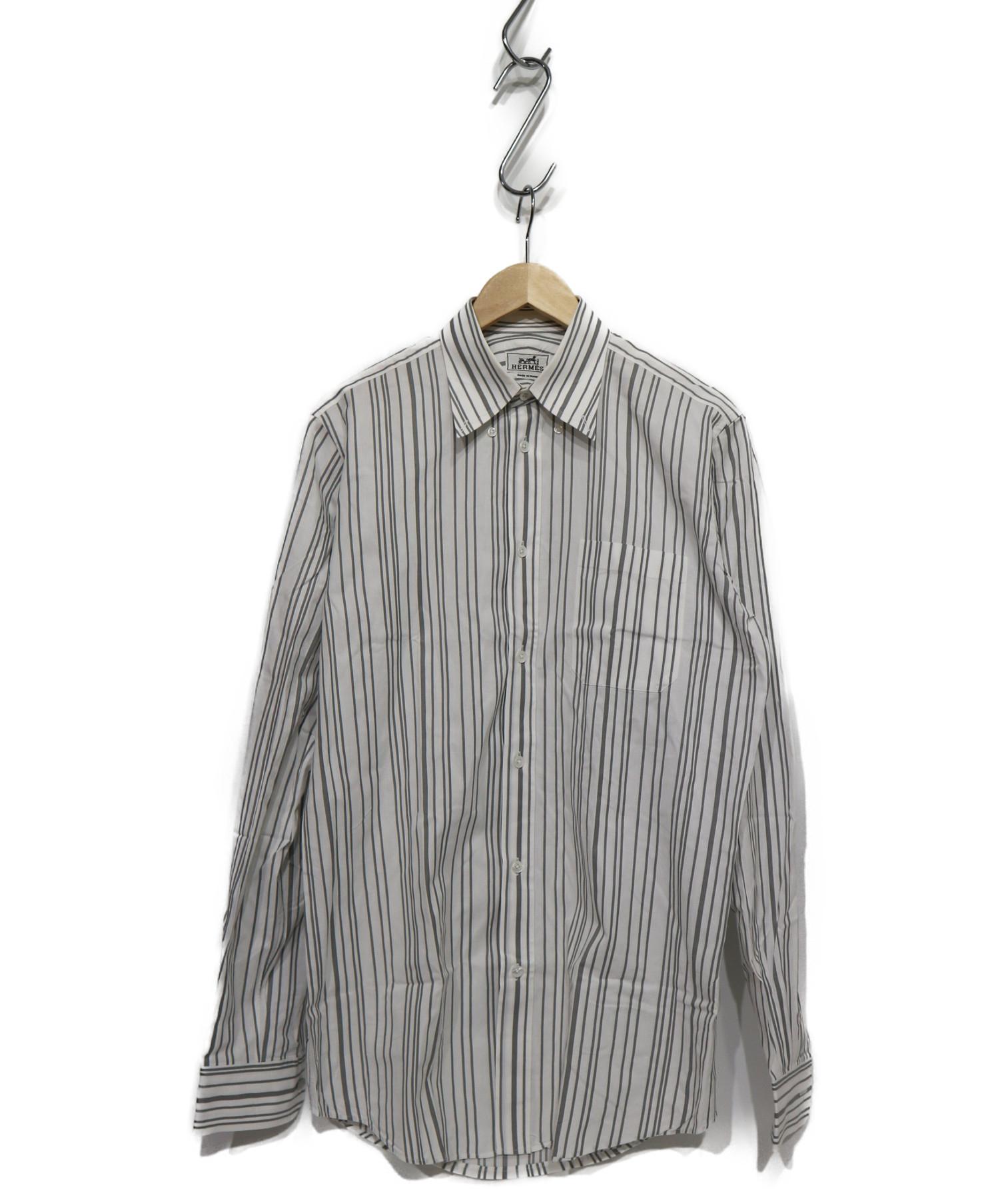 中古・古着通販】HERMES (エルメス) ドレスシャツ ホワイト×ブラック