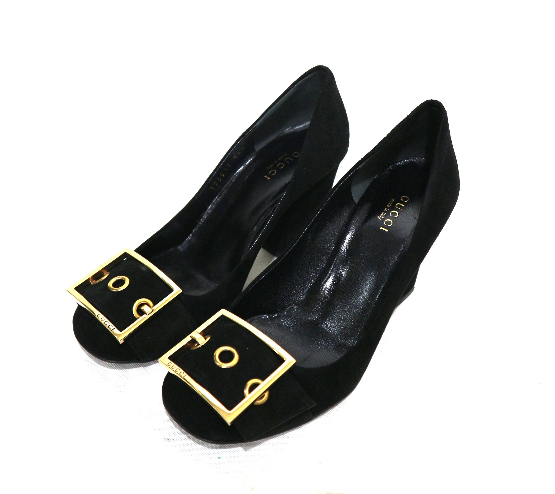 中古・古着通販】GUCCI (グッチ) スウェードパンプス ブラック サイズ 