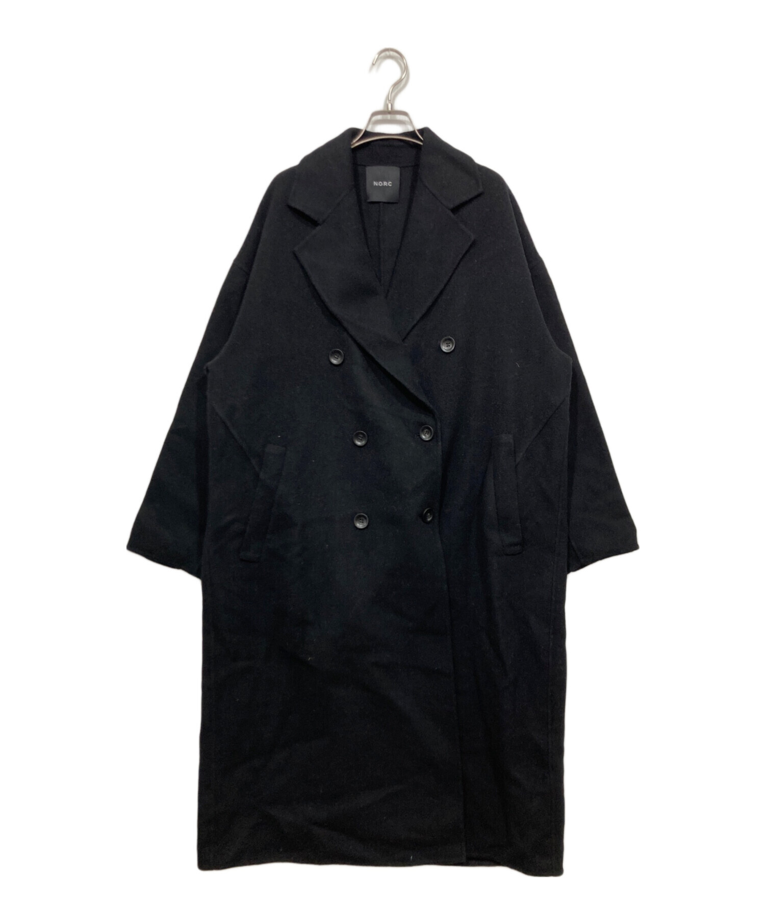 中古・古着通販】N.O.R.C (ノーク) ダブルロングリバーコート ブラック