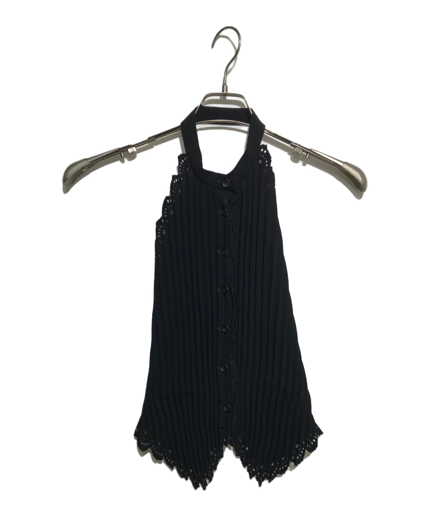 ISSEY MIYAKE 黒 プリーツベスト レディースM イッセイミヤケ プリーツ