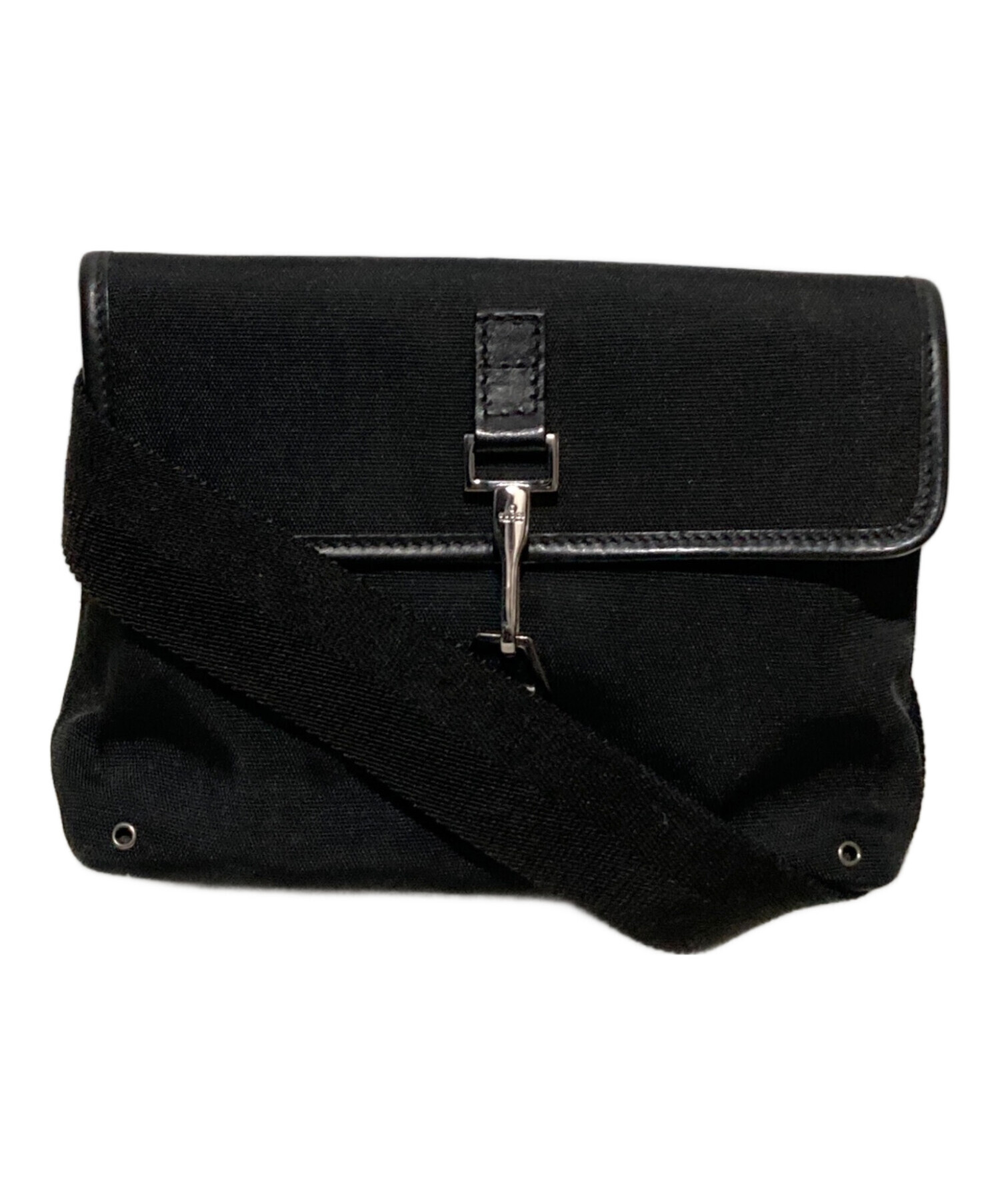 中古・古着通販】GUCCI (グッチ) GGキャンバスウエストバッグ ブラック 