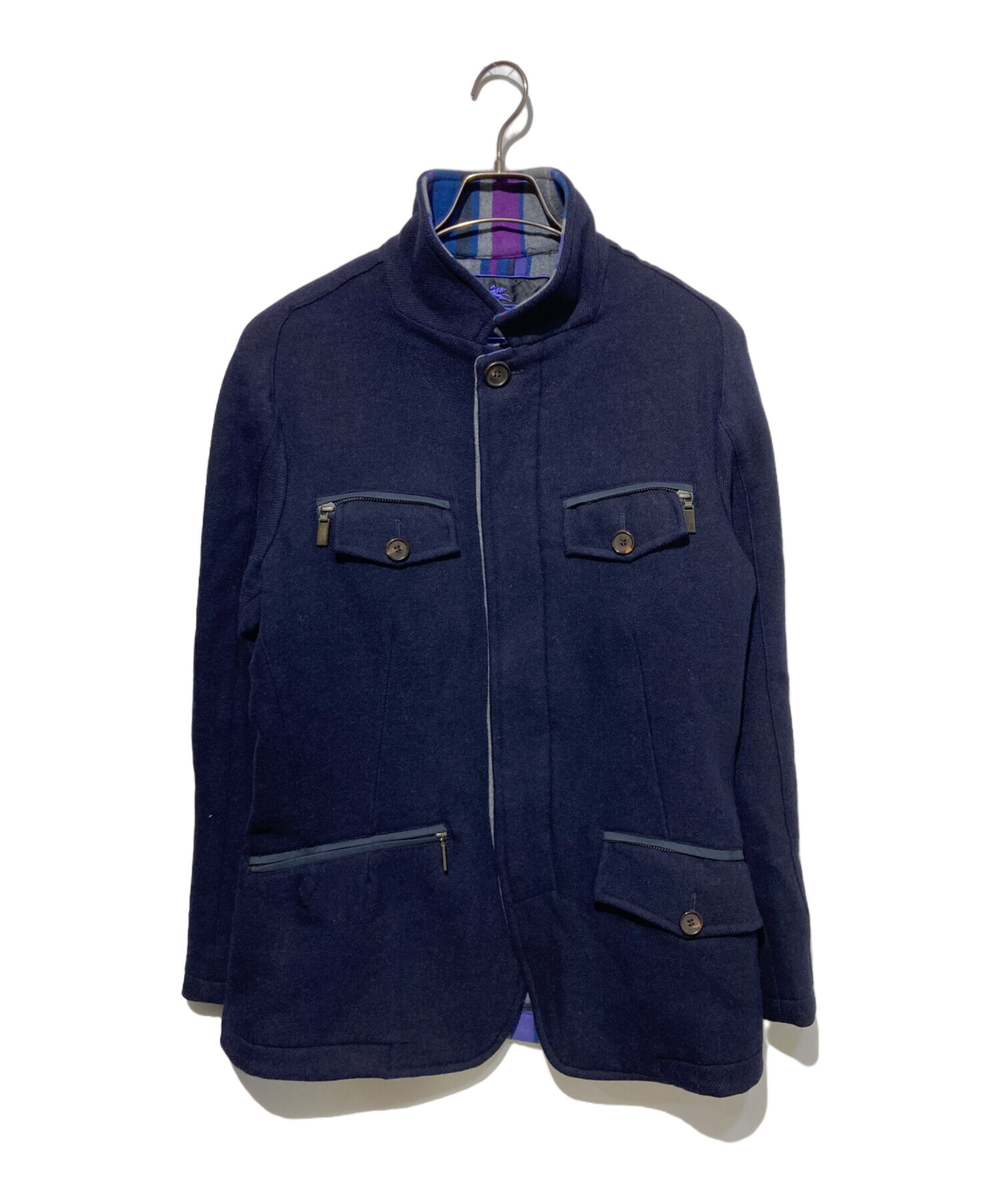 中古・古着通販】ETRO (エトロ) 裏地ストライプコート ネイビー サイズ 