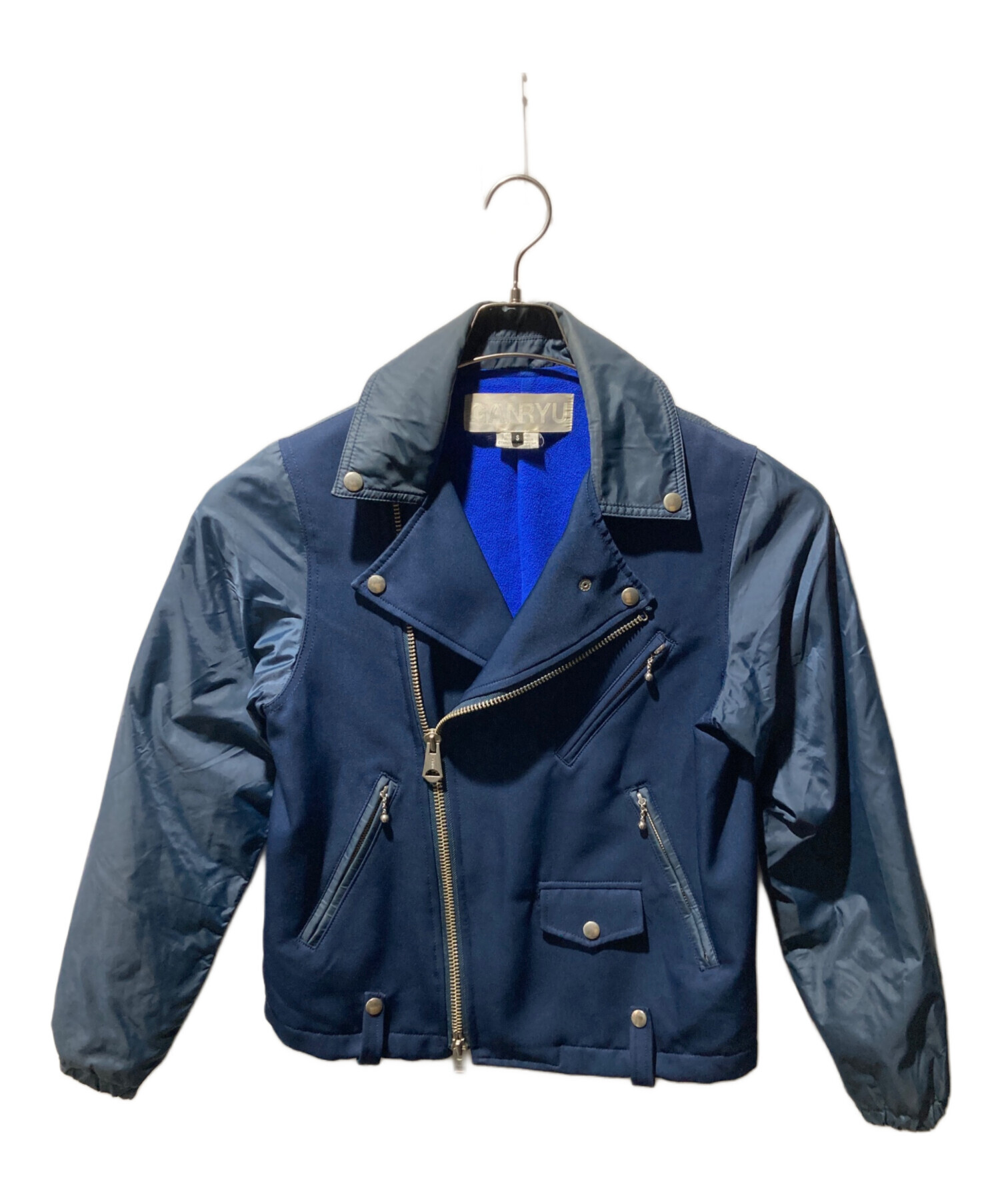 中古・古着通販】GANRYU (ガンリュウ) ライダースジャケット ブルー