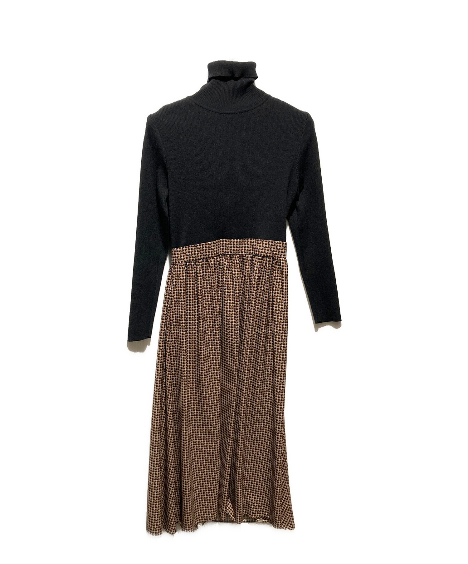 TOMORROWLAND Ballsey プリントコンビタートルネックワンピース