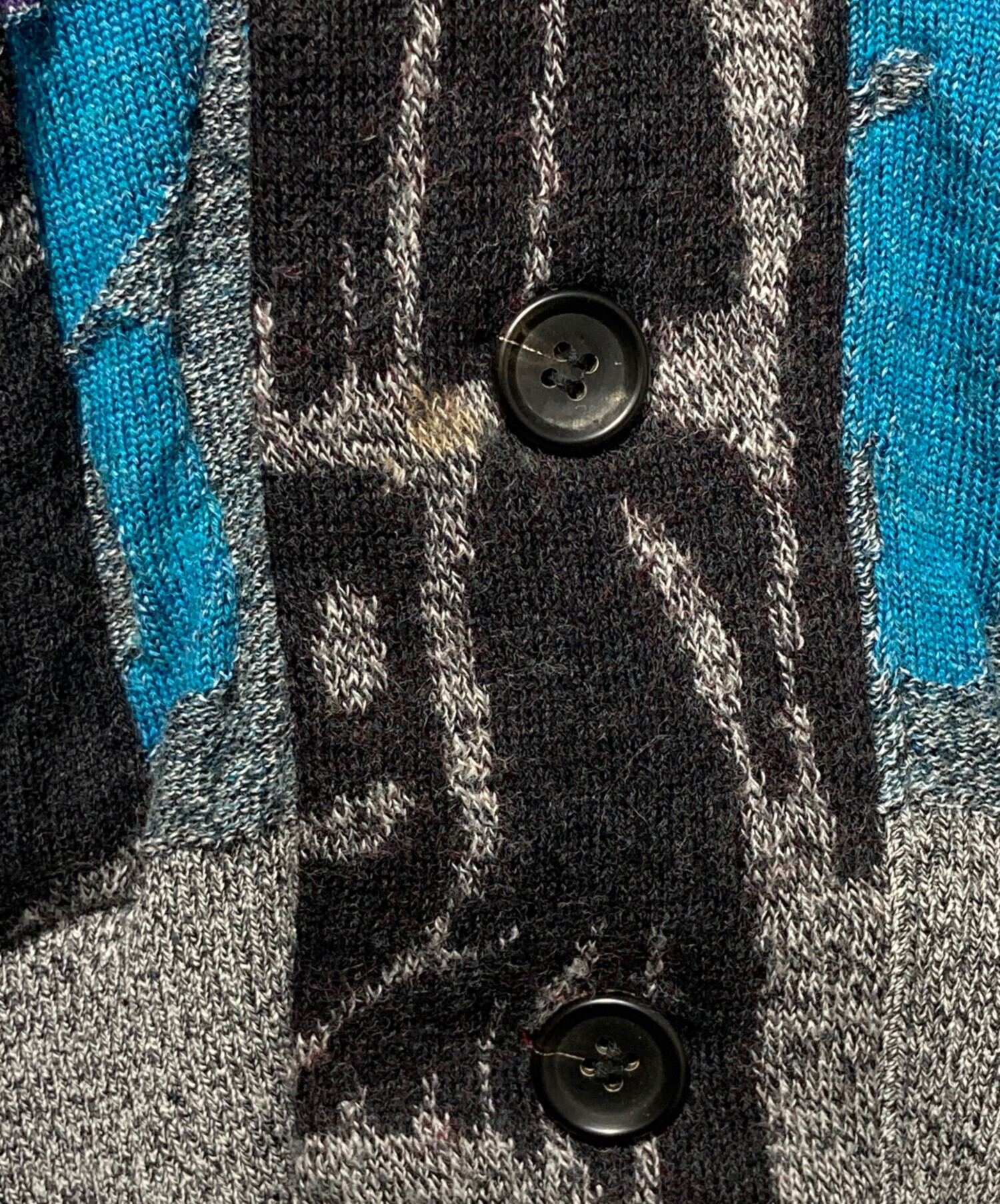 ISSEY MIYAKE ターコイズとブラウンカーディガン　サイズM ISSEY MIYAKE ターコイズとブラウンカーディガン サイズM ISSEY MIYAKE