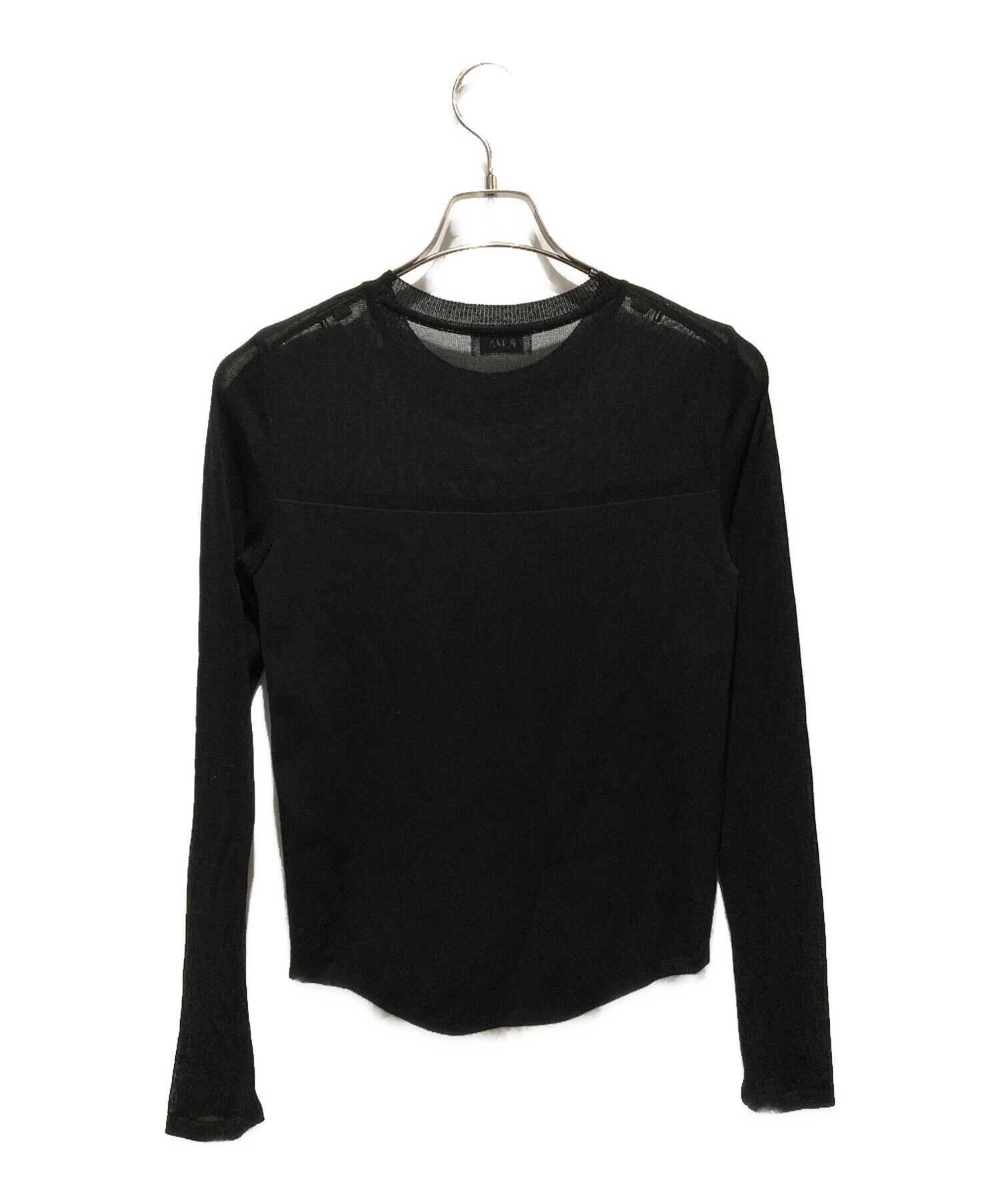 中古・古着通販】RITAN (リタン) Sheer line Knit Tops ブラック