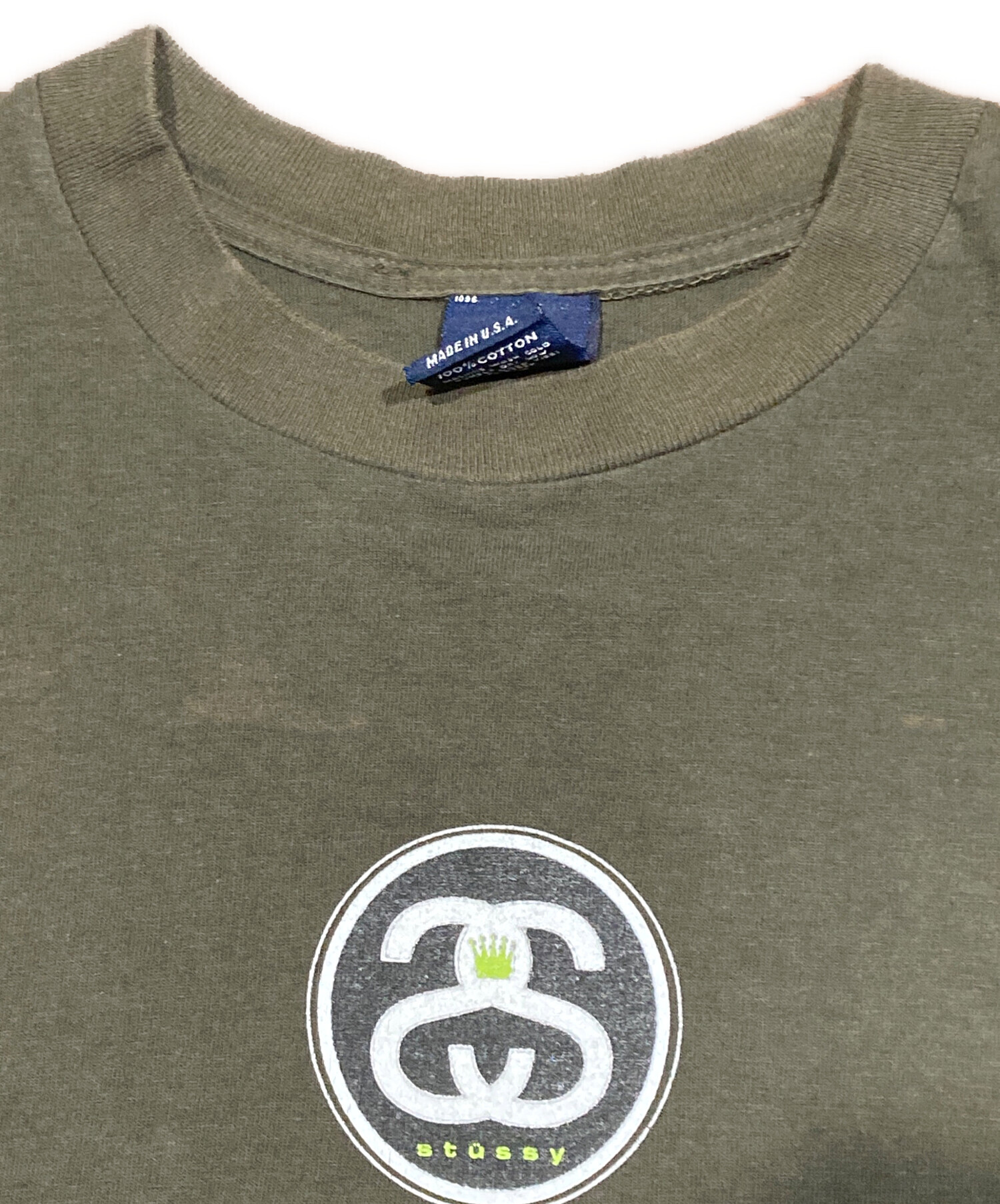 中古・古着通販】stussy (ステューシー) USA製Tシャツ カーキ サイズ:L