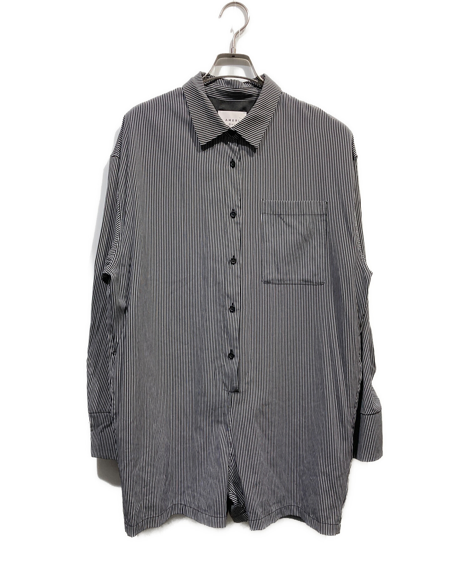中古・古着通販】Ameri (アメリ) STRIPE SHIRT ROMPERS ブラック