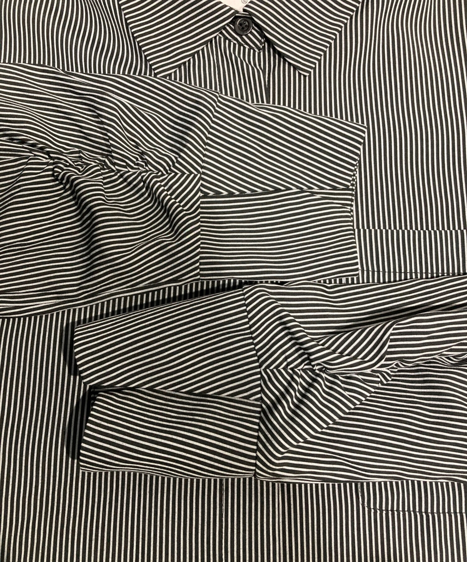 中古・古着通販】Ameri (アメリ) STRIPE SHIRT ROMPERS ブラック