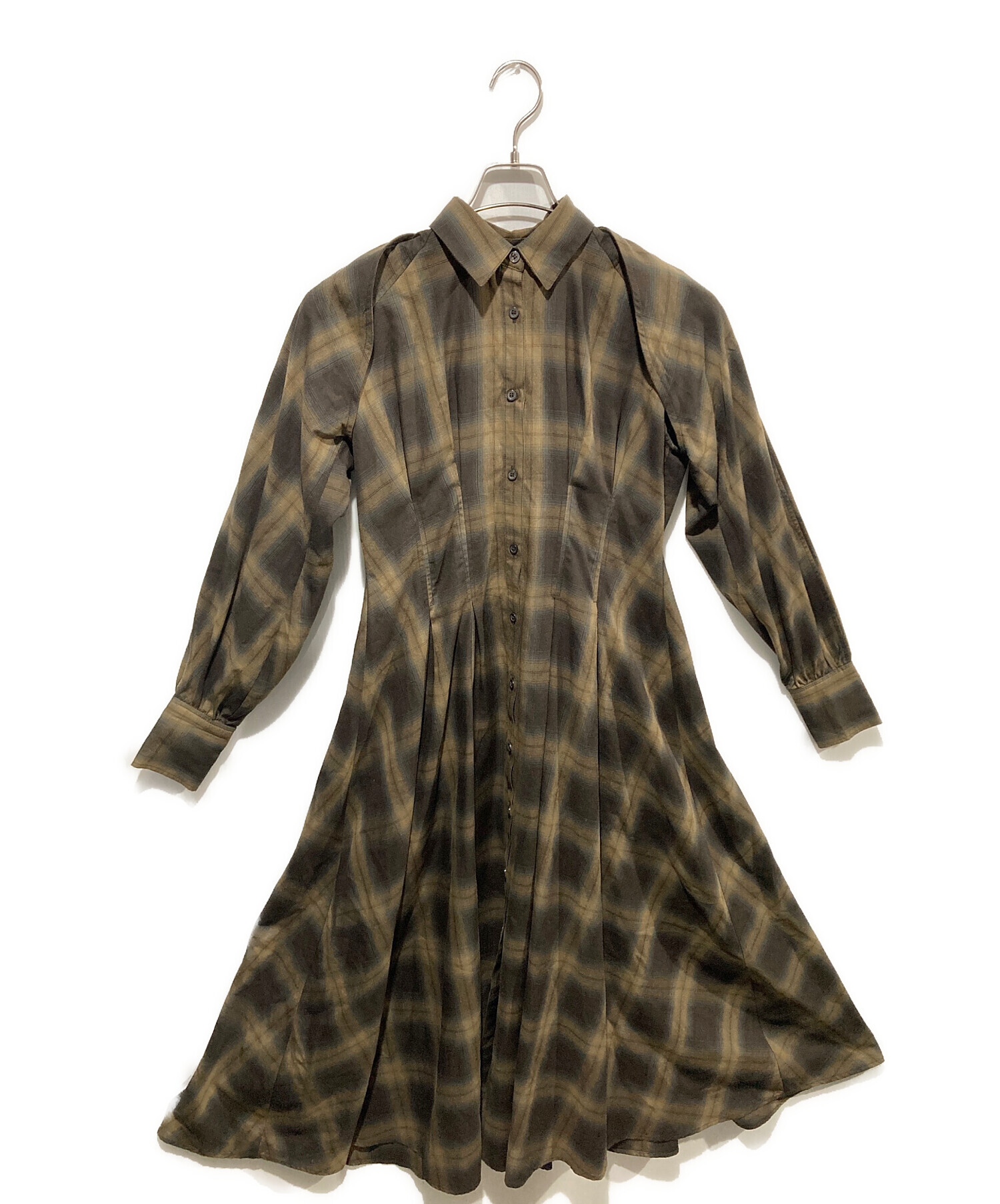 中古・古着通販】AMERI (アメリ) 3WAY OMBRE CHECK FLARE DRESS