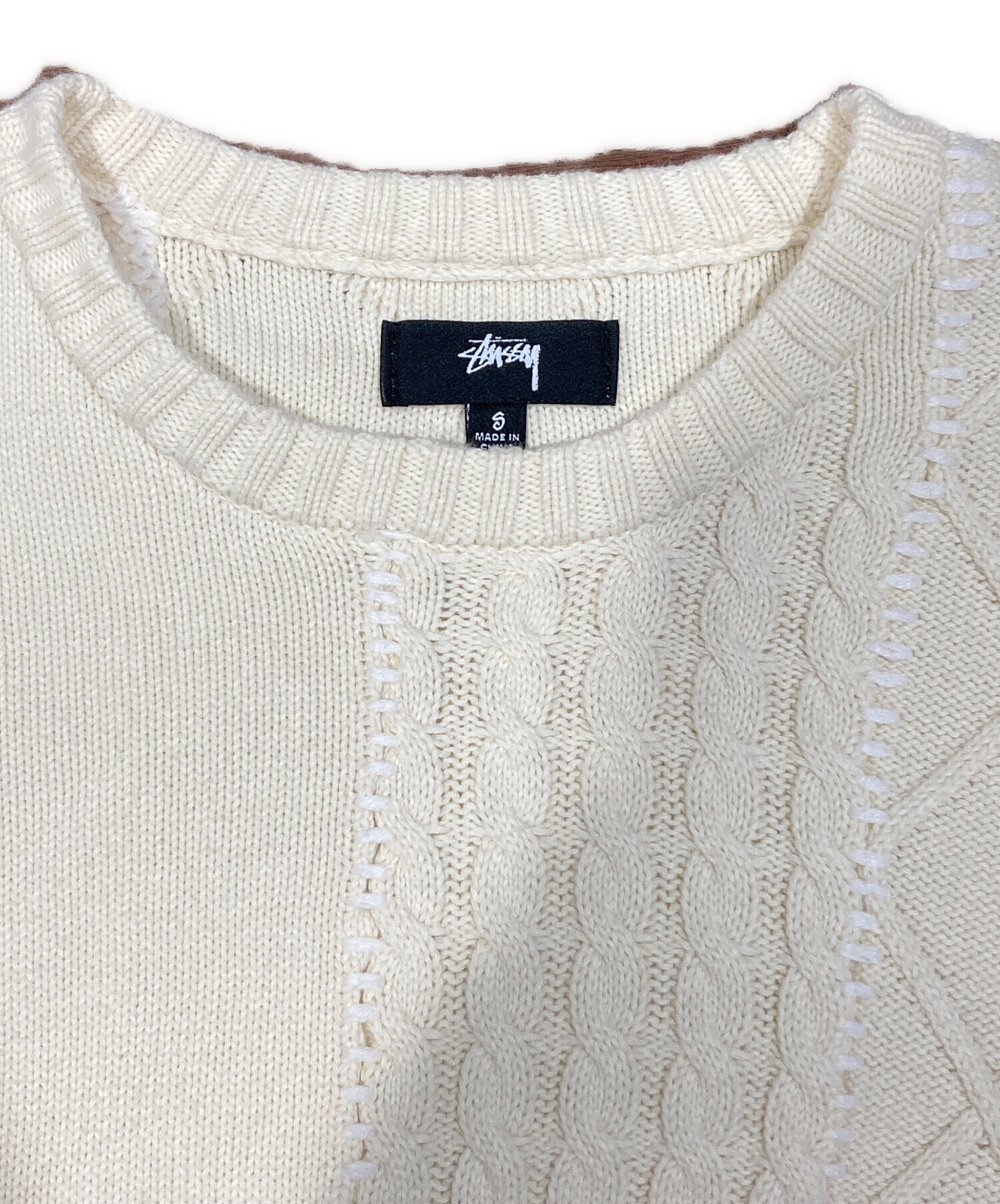 中古・古着通販】stussy (ステューシー) patchwork sweater アイボリー 