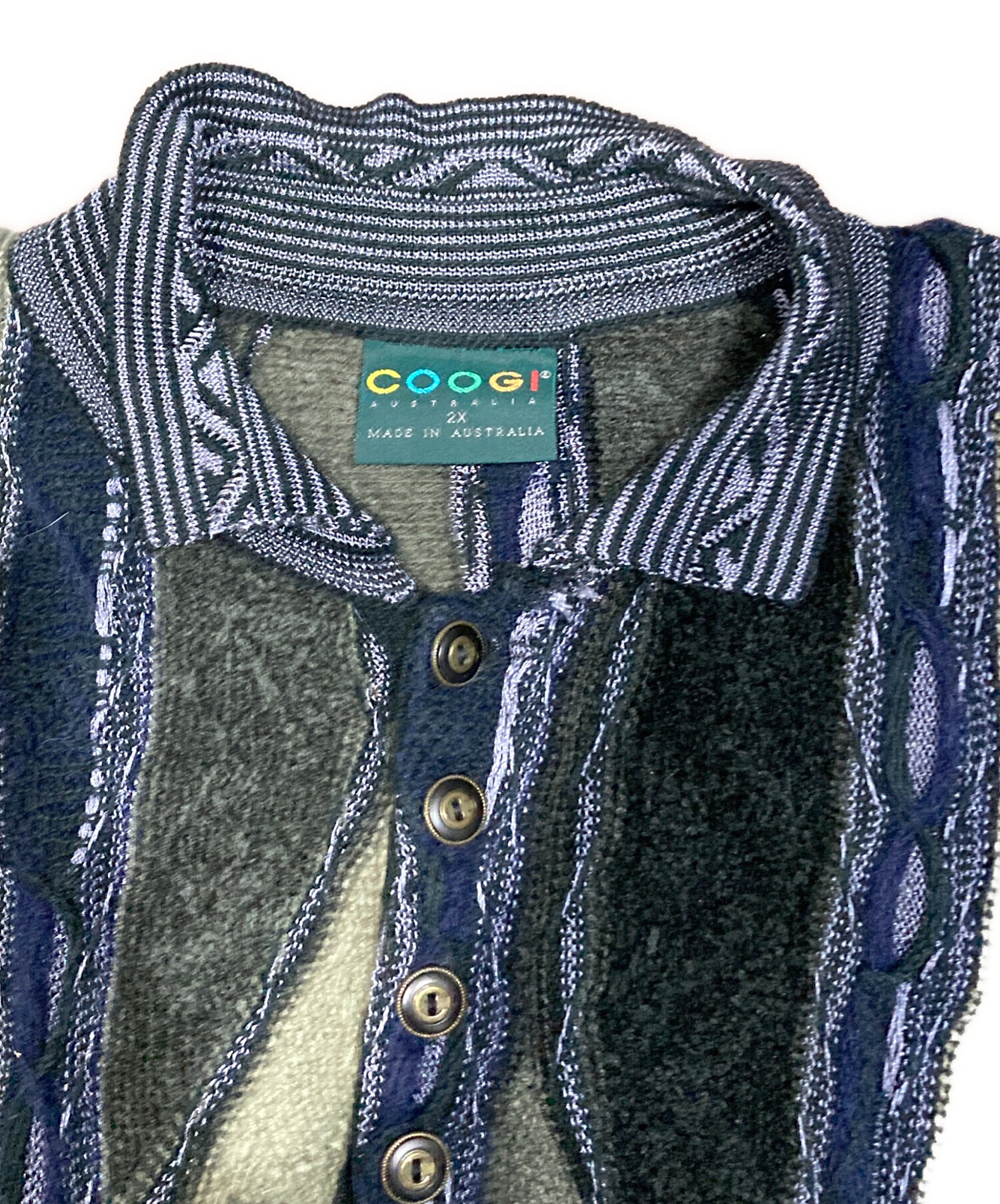 中古・古着通販】COOGI (クージー) 3Dニットポロシャツ カーキ サイズ 