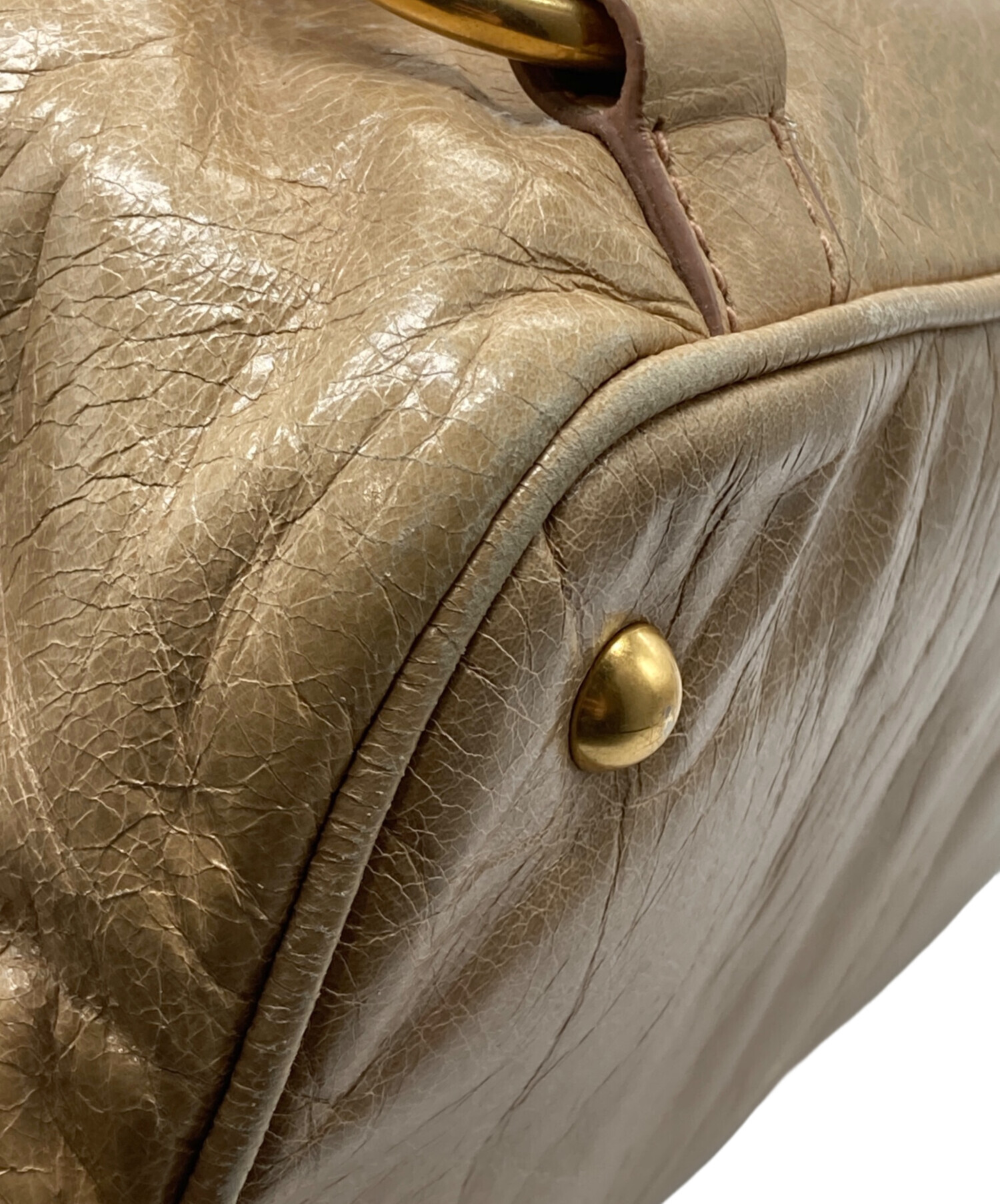 中古・古着通販】MIU MIU (ミュウミュウ) レザーハンドバッグ ベージュ