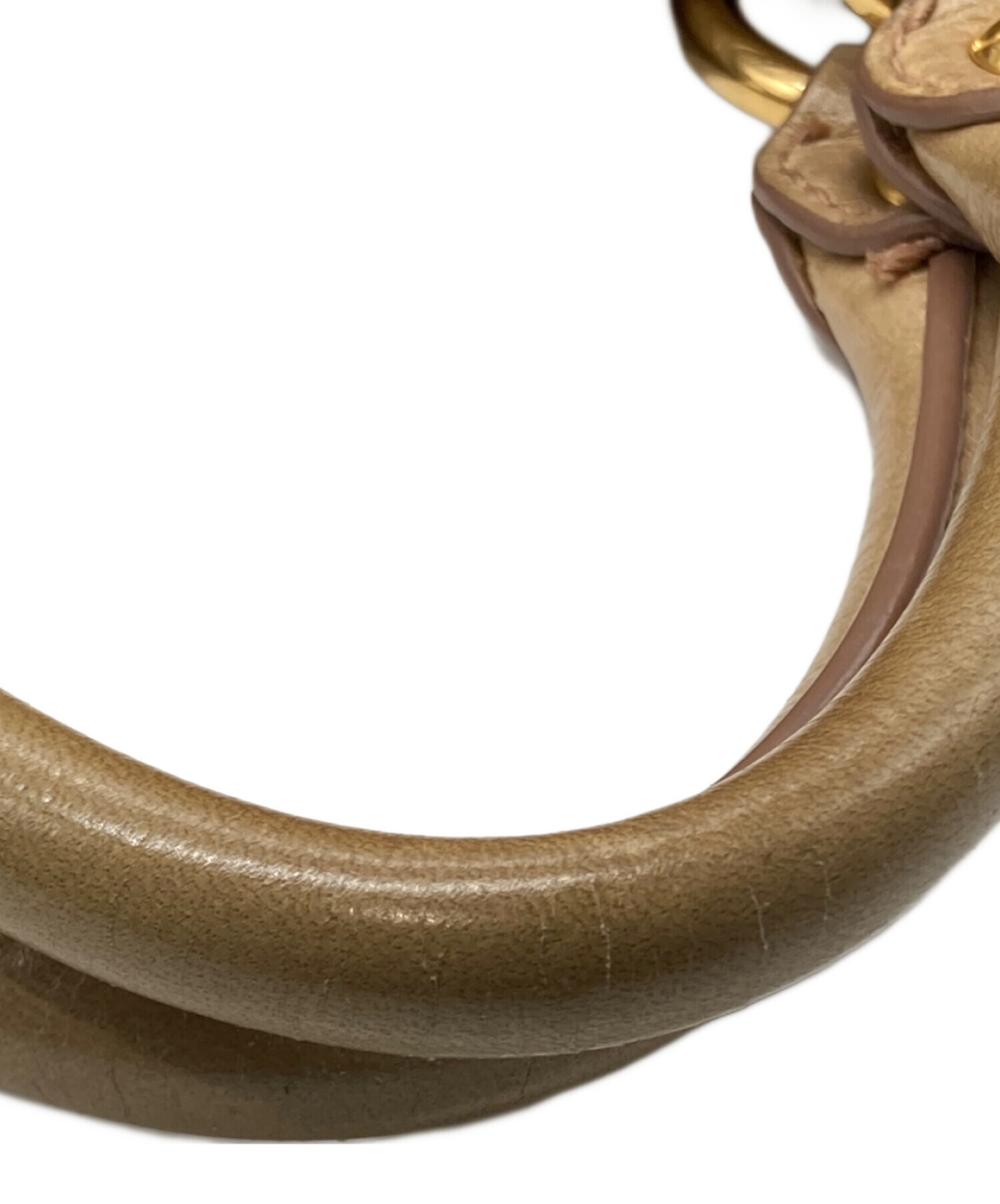 中古・古着通販】MIU MIU (ミュウミュウ) レザーハンドバッグ ベージュ