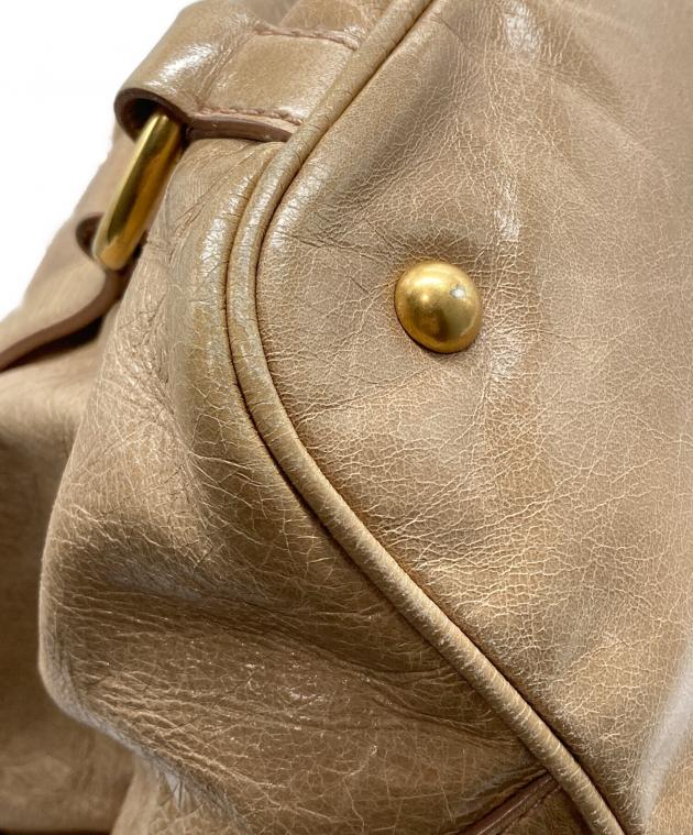 中古・古着通販】MIU MIU (ミュウミュウ) レザーハンドバッグ ベージュ