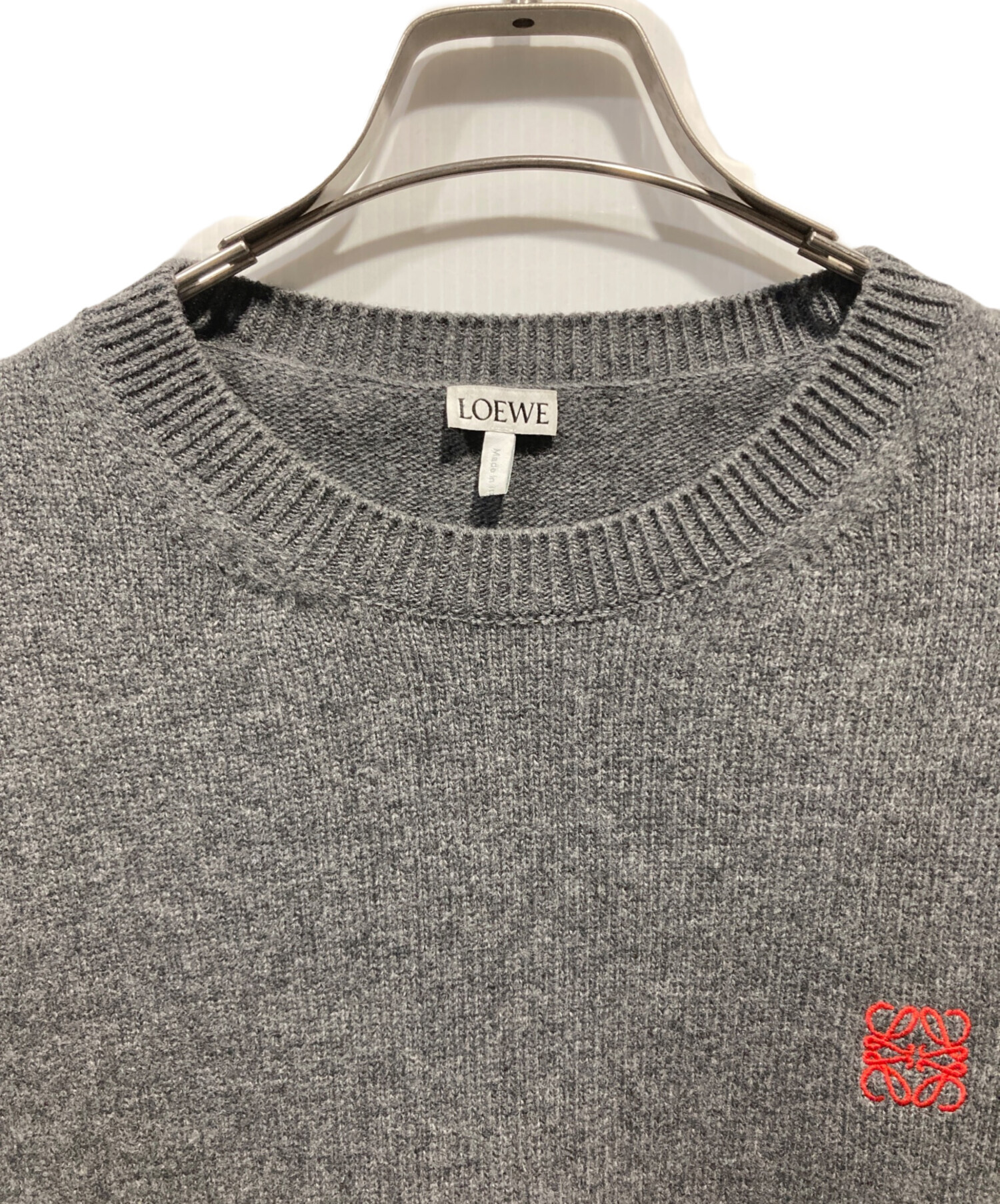 中古・古着通販】LOEWE (ロエベ) アナグラムロゴ刺繍ニット グレー