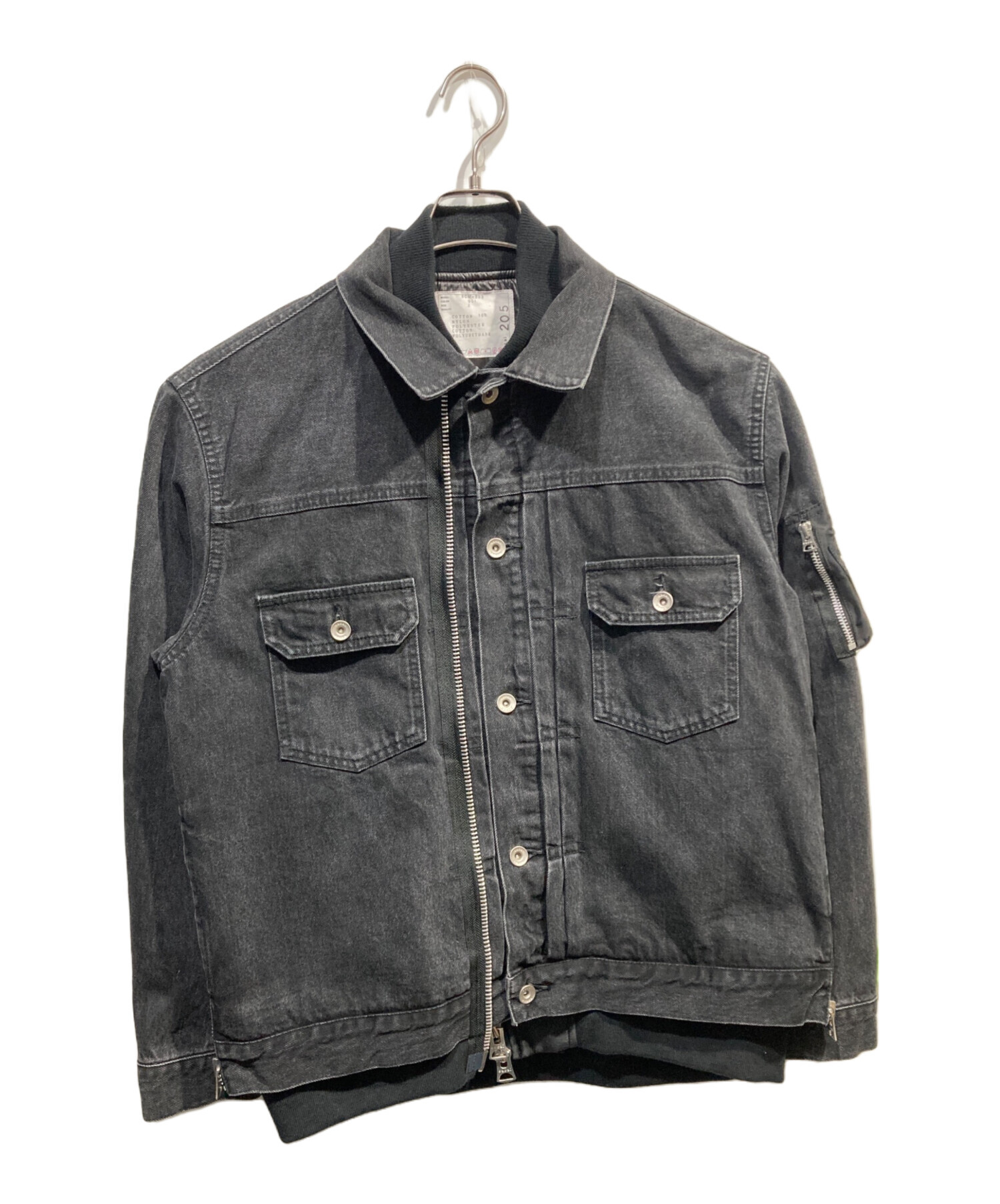 値下げ！sacai パネルデニムジャケット　タグ付き新品 中古・古着通販】sacai (サカイ) Denim x Nylon Twill Jacket ブラック