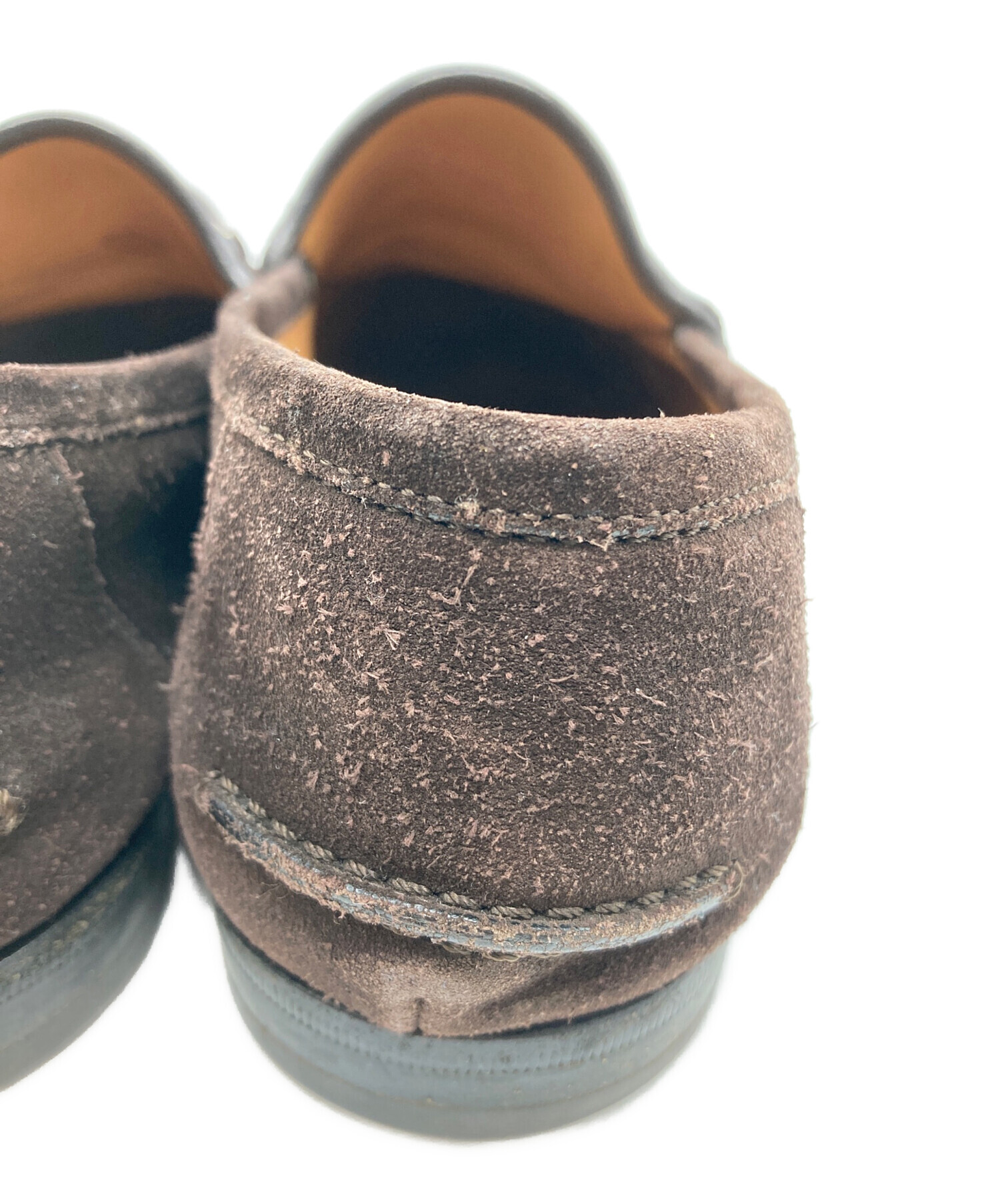 中古・古着通販】GUCCI (グッチ) スエードピットローファー ブラウン