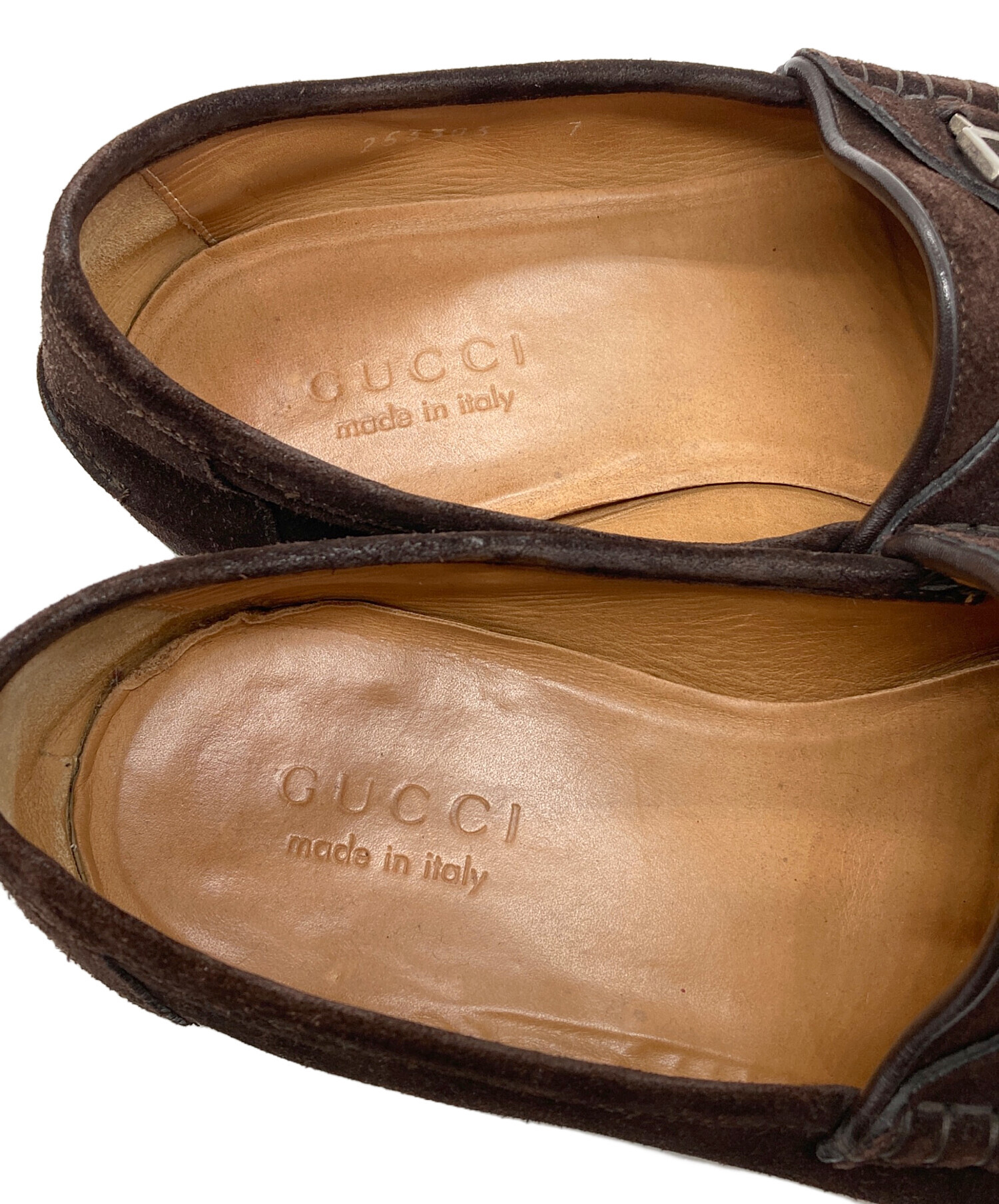 中古・古着通販】GUCCI (グッチ) スエードピットローファー ブラウン