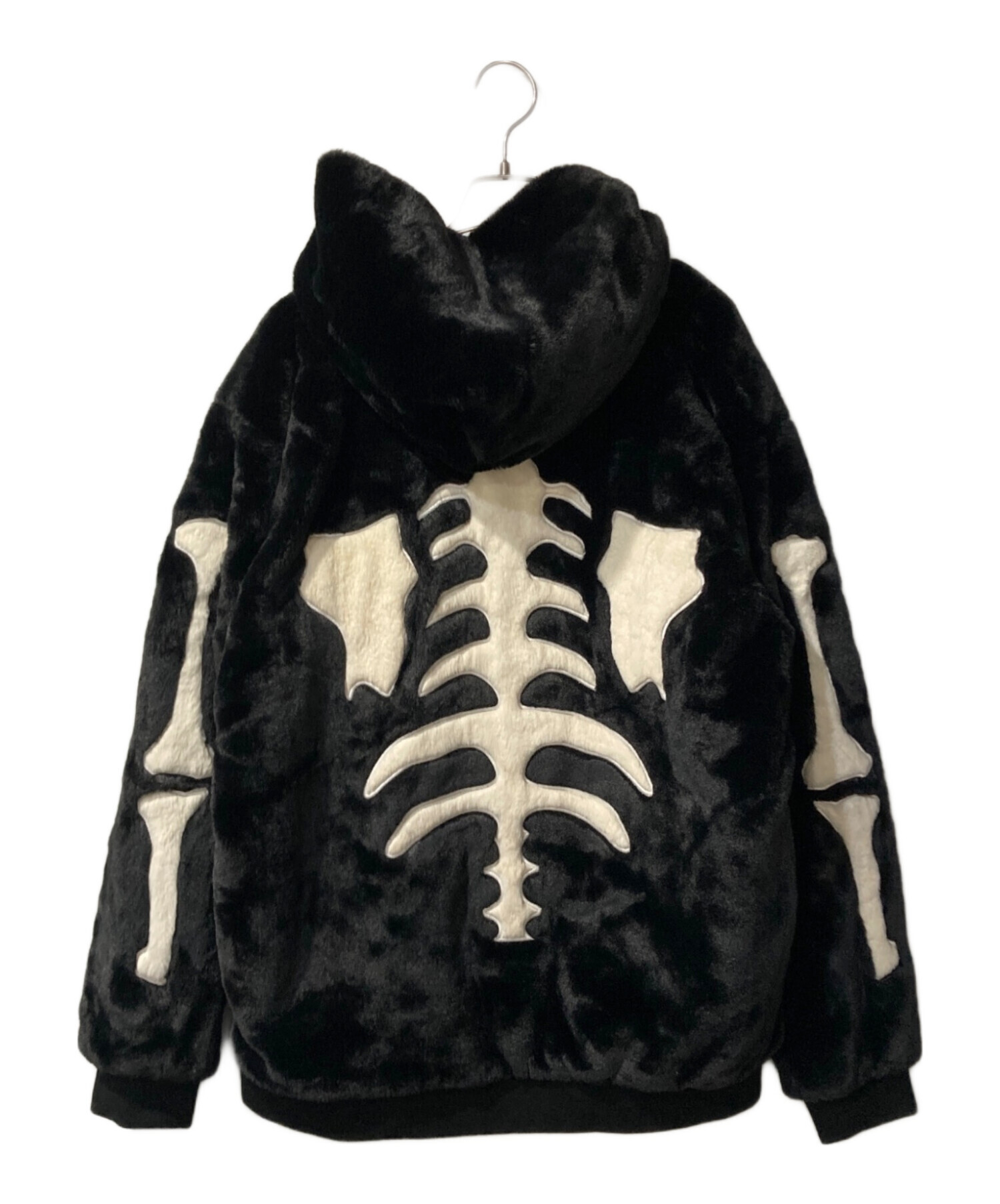 VANSON スケルトン フェイクファー ジャケット パーカー 骨柄 黒 中古・古着通販】VANSON (バンソン) フェイクファージャケット