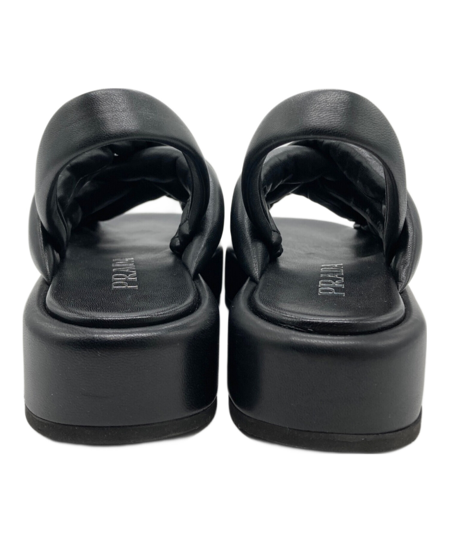 【再値下げ】【美品】Prada ブラック プラットフォームサンダル 中古・古着通販】PRADA (プラダ) ナッパレザープラットフォーム