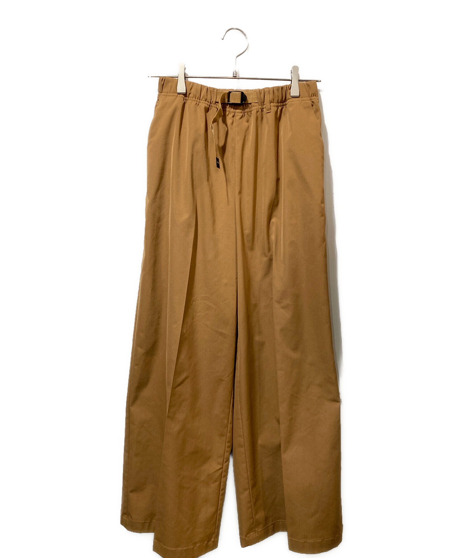 中古・古着通販】HYKE (ハイク) TASLAN TWILL WIDE LEG PANTS ブラウン