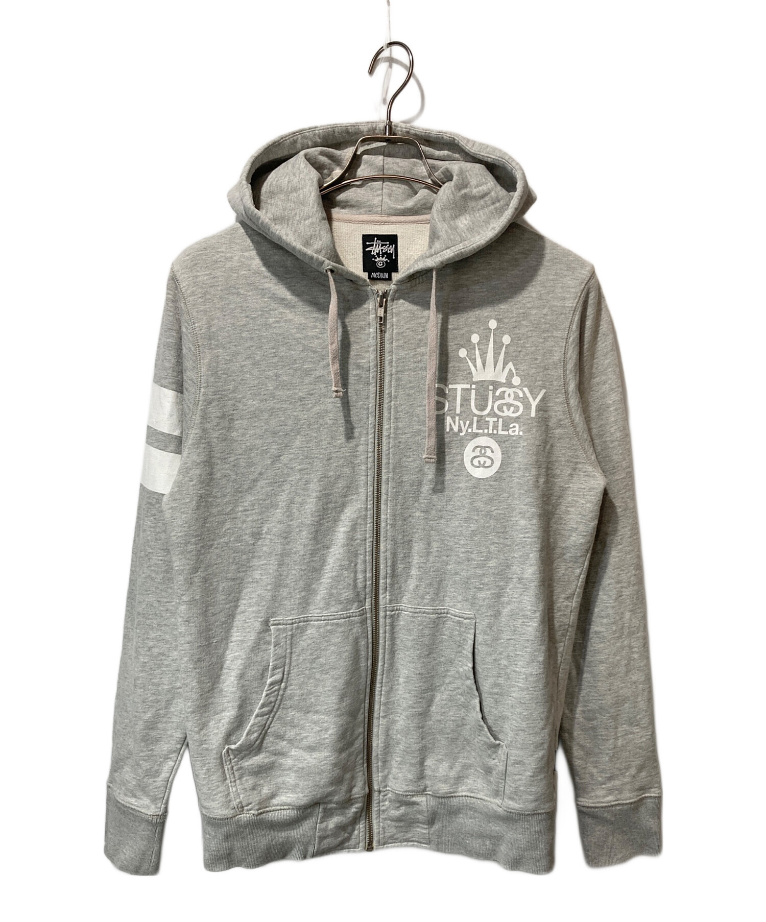 Stussy ステューシー　ジップパーカー　スウェット　グレー　パーカー 中古・古着通販】stussy (ステューシー) ジップパーカー グレー サイズ