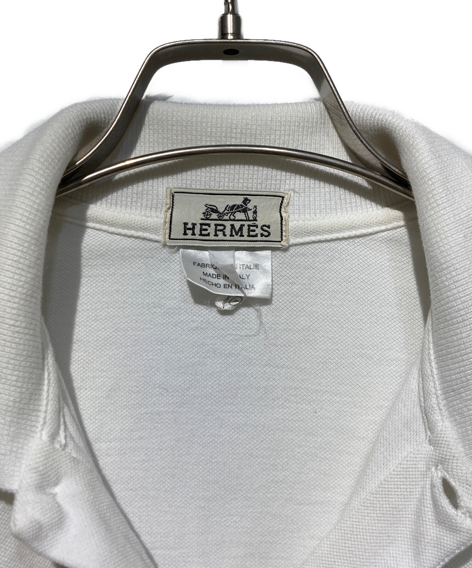 中古・古着通販】HERMES (エルメス) Hロゴ刺繍ポロシャツ ホワイト
