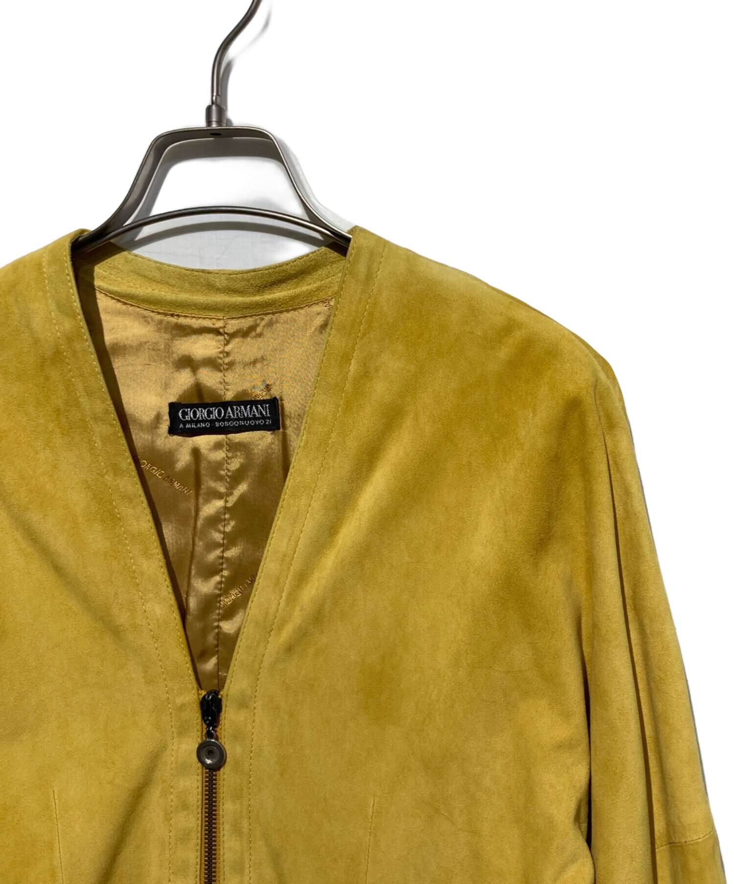 Giorgio Armani ノーカラージャケット 38 中古・古着通販】GIORGIO ARMANI (ジョルジオアルマーニ) スウェード