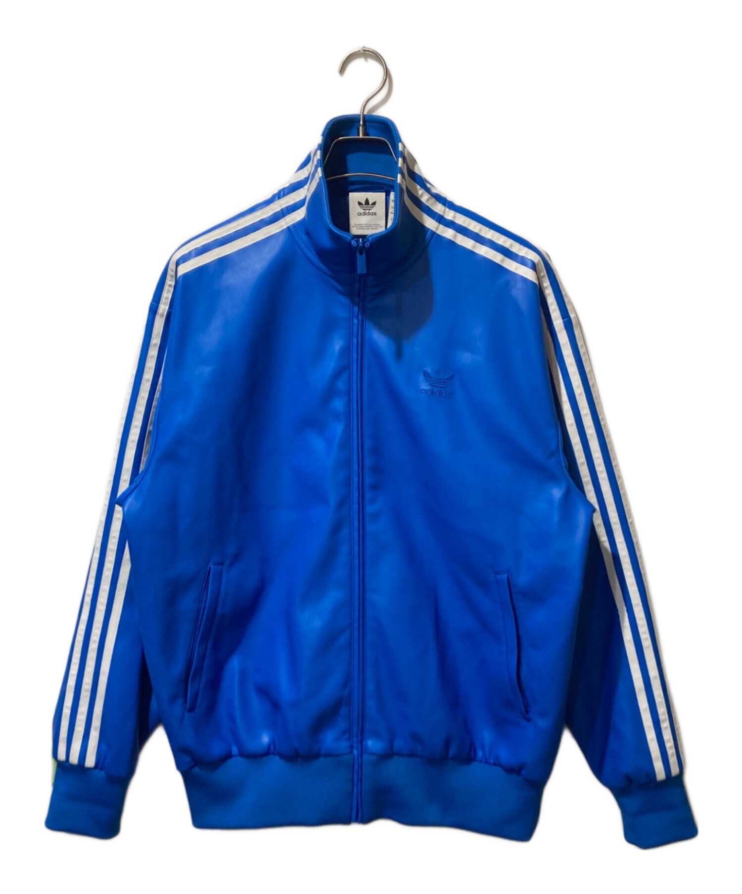 アディダス　ファレル　レザートラックジャケット ブルー 中古・古着通販】adidas (アディダス) フェイクレザーアディカラー