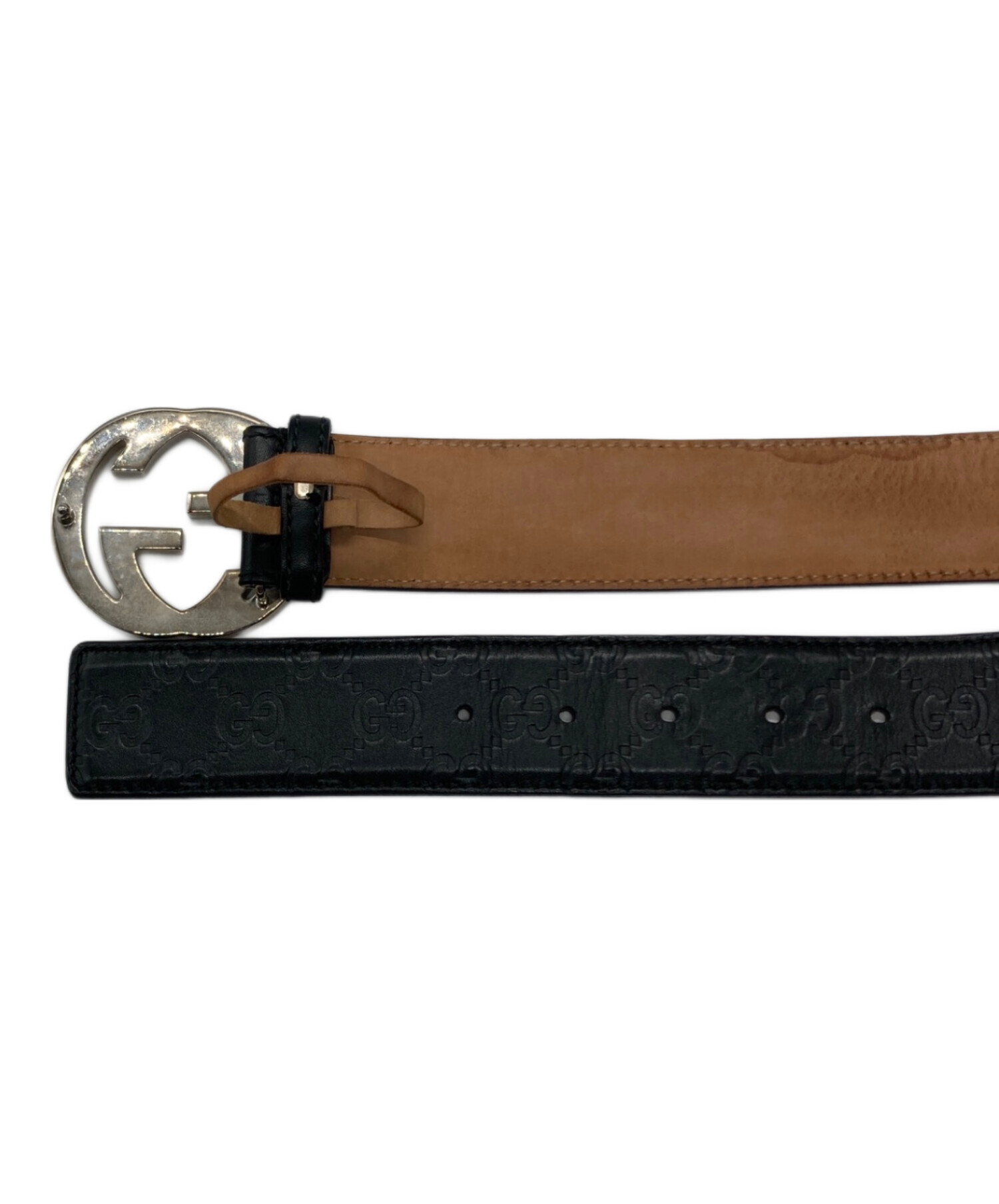 中古・古着通販】GUCCI (グッチ) GGバックルベルト ブラック｜ブランド
