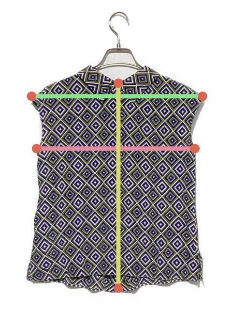 PRADA プラダ シルク ビーズネック ノースリーブ トップス サイズ40 中古・古着通販】PRADA (プラダ) シルク総柄ノースリーブブラウス